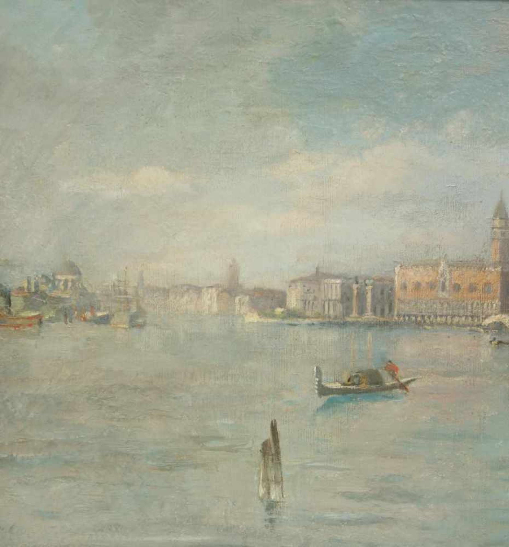 Hiller, Heinrich (1846-1912 Berlin ) "Fischerboote vor Venedig"Öl/Lw. 40*75,5cm, rechts unten - Bild 3 aus 6