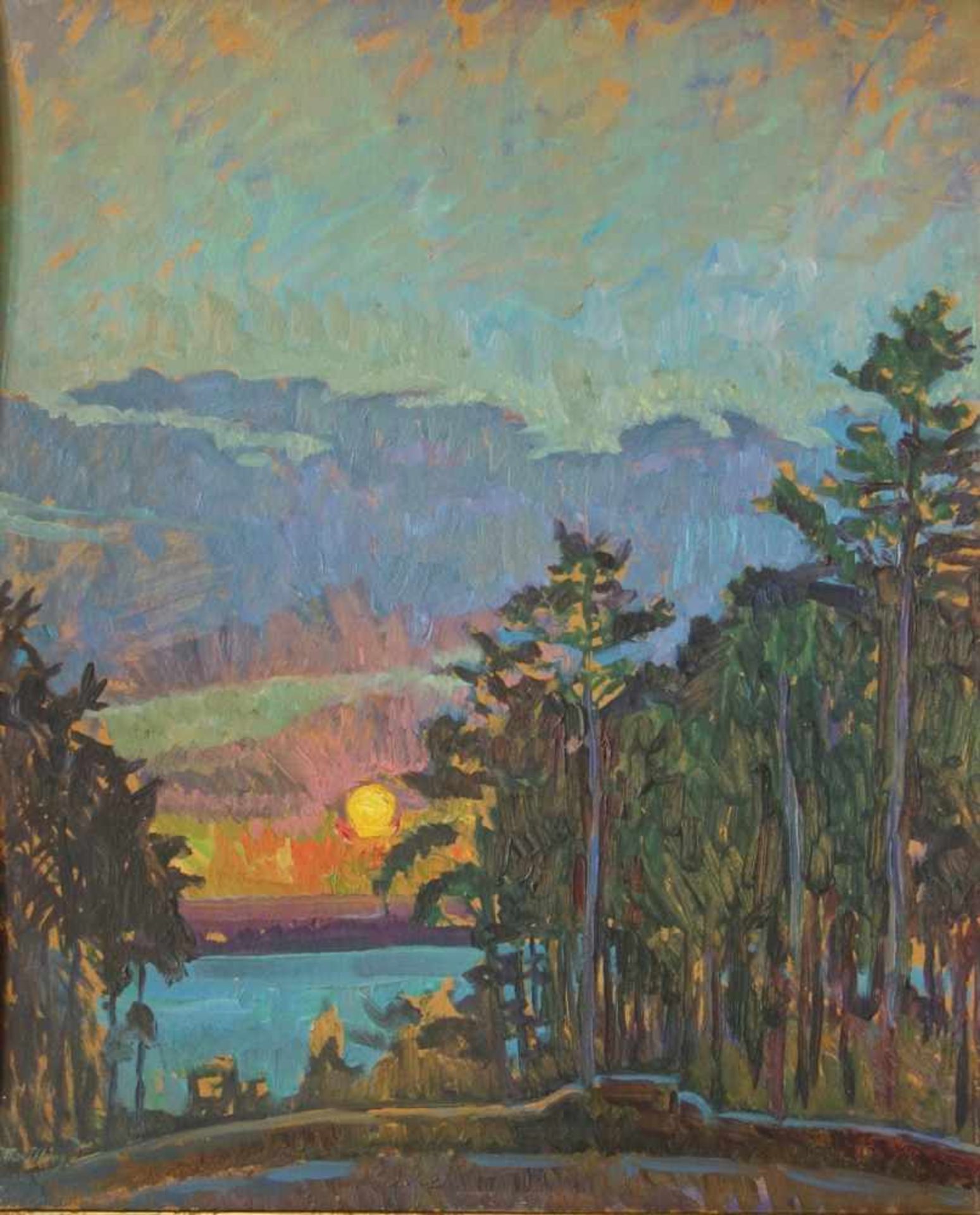 Illies, Otto (1881 Yokohama - 1959 Wernigerode), Sonnenuntergang an der Elbe beim Falkenstein, um