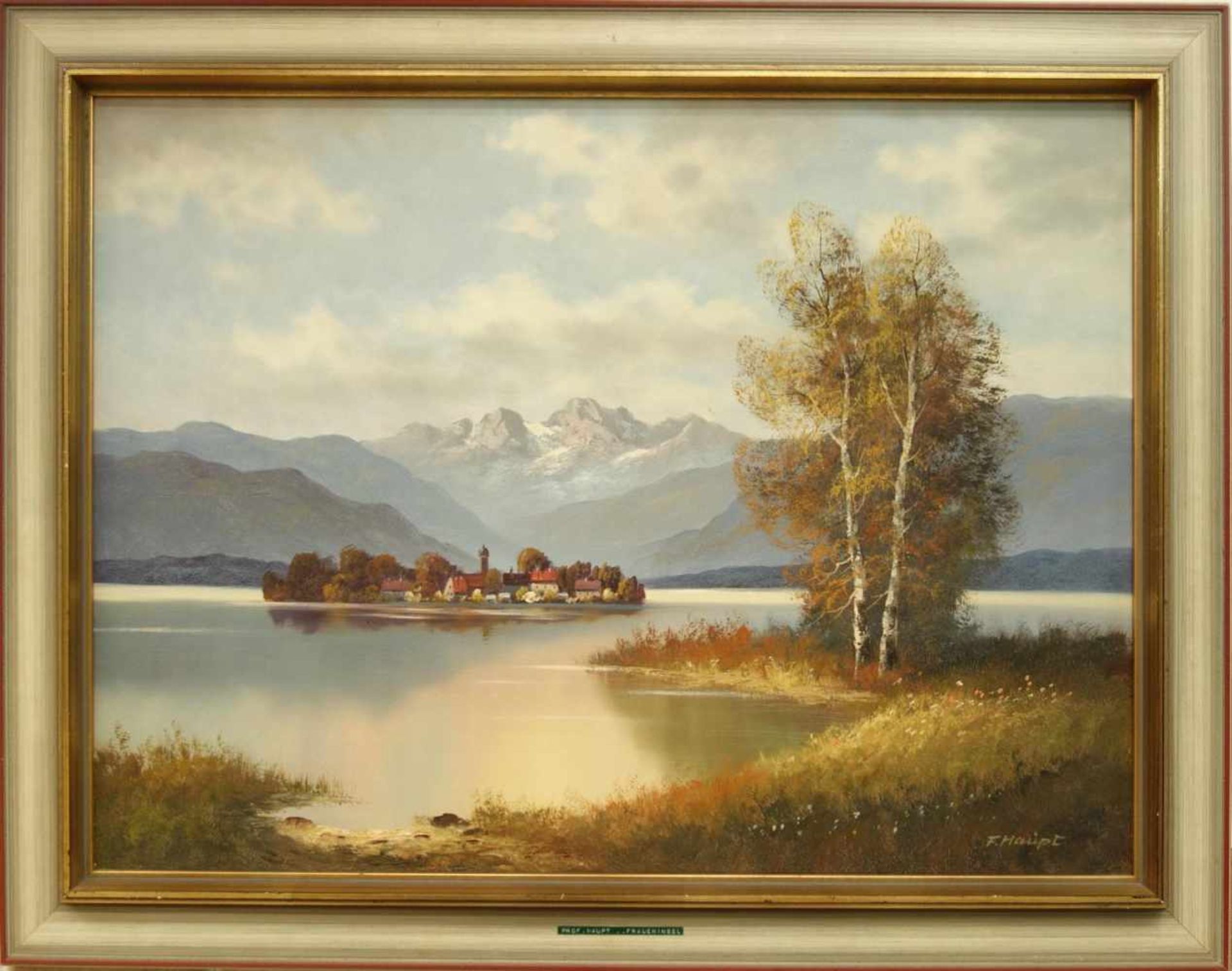 Haupt, F. "Fraueninsel im Chiemsee", 20. Jh.Öl/Lw., unten rechts signiert, Maße: 60*80cm,