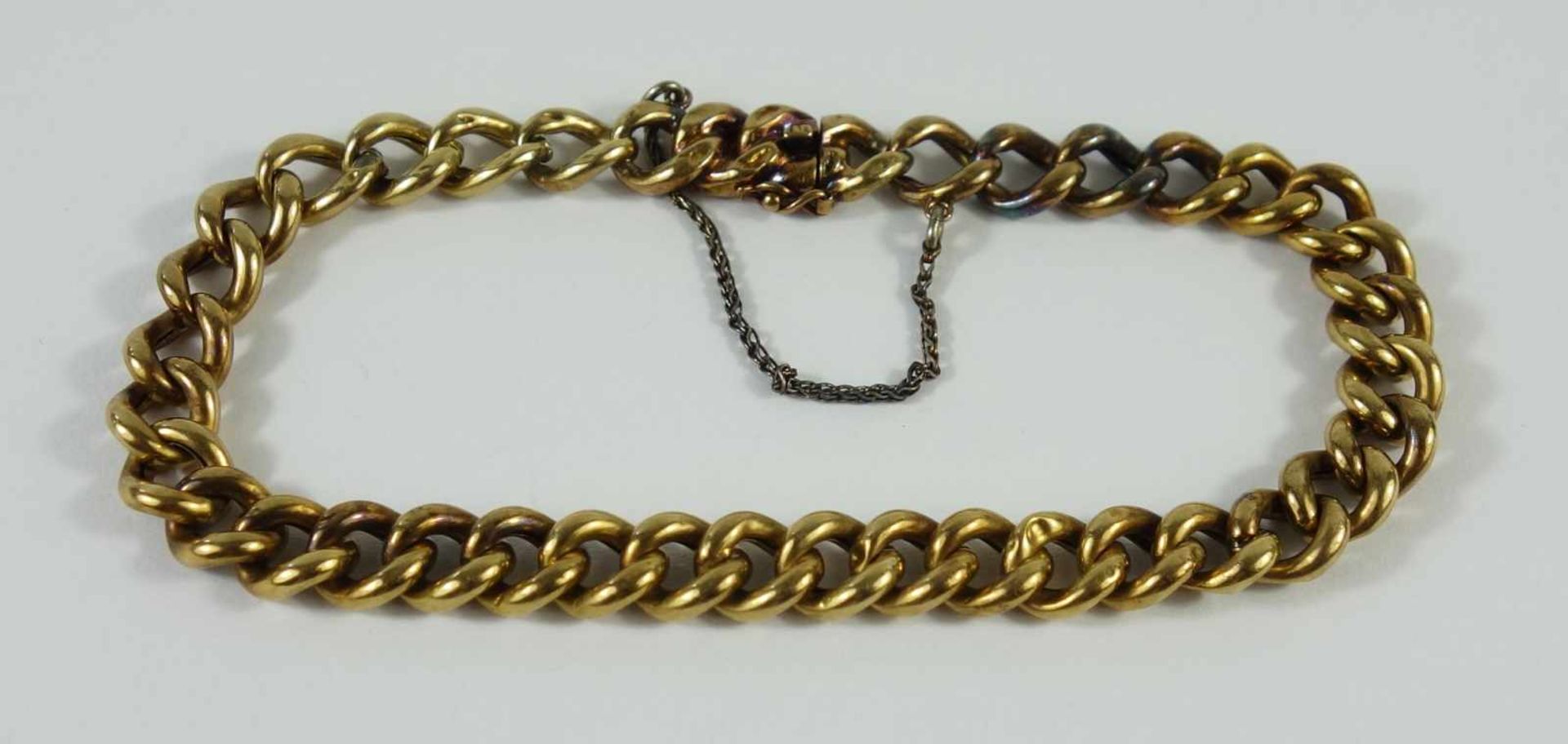 Rundpanzer- Armband, 750er (18ct) GoldGew.12,10g, tlw.leicht gedellt, Steckschloss, Sicherheitsacht,