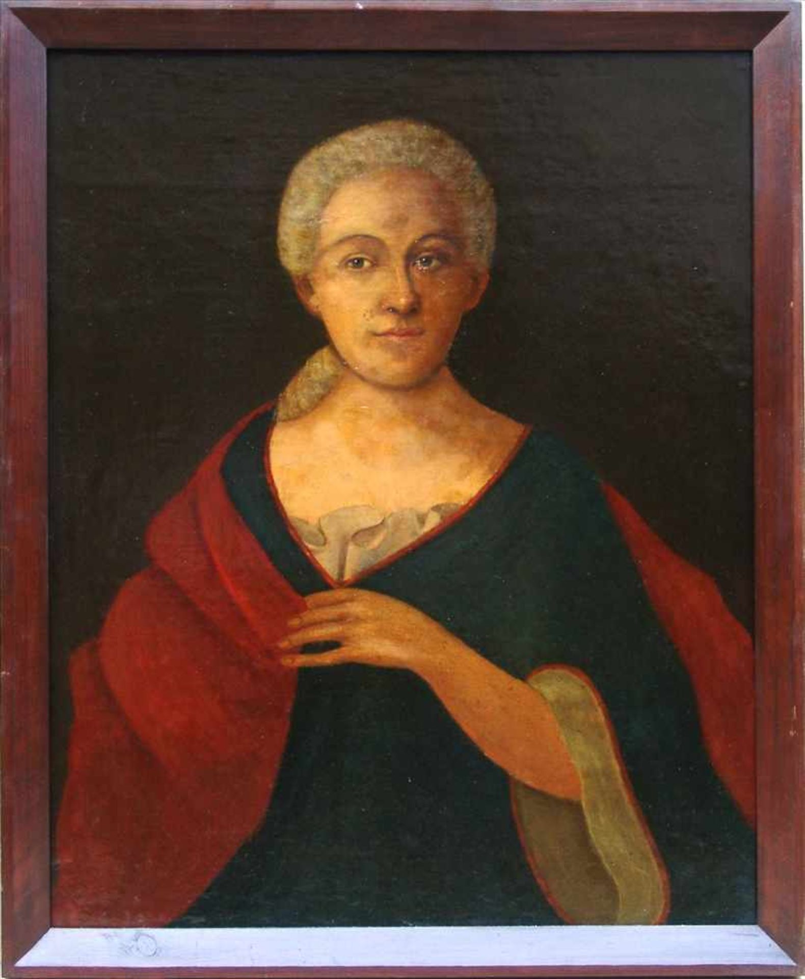 Porträt einer Dame, 17. Jh., Öl/Lw. Halbfigur einer Frau mit leicht erhobenem Arm, 79*65cm, gerahmt,