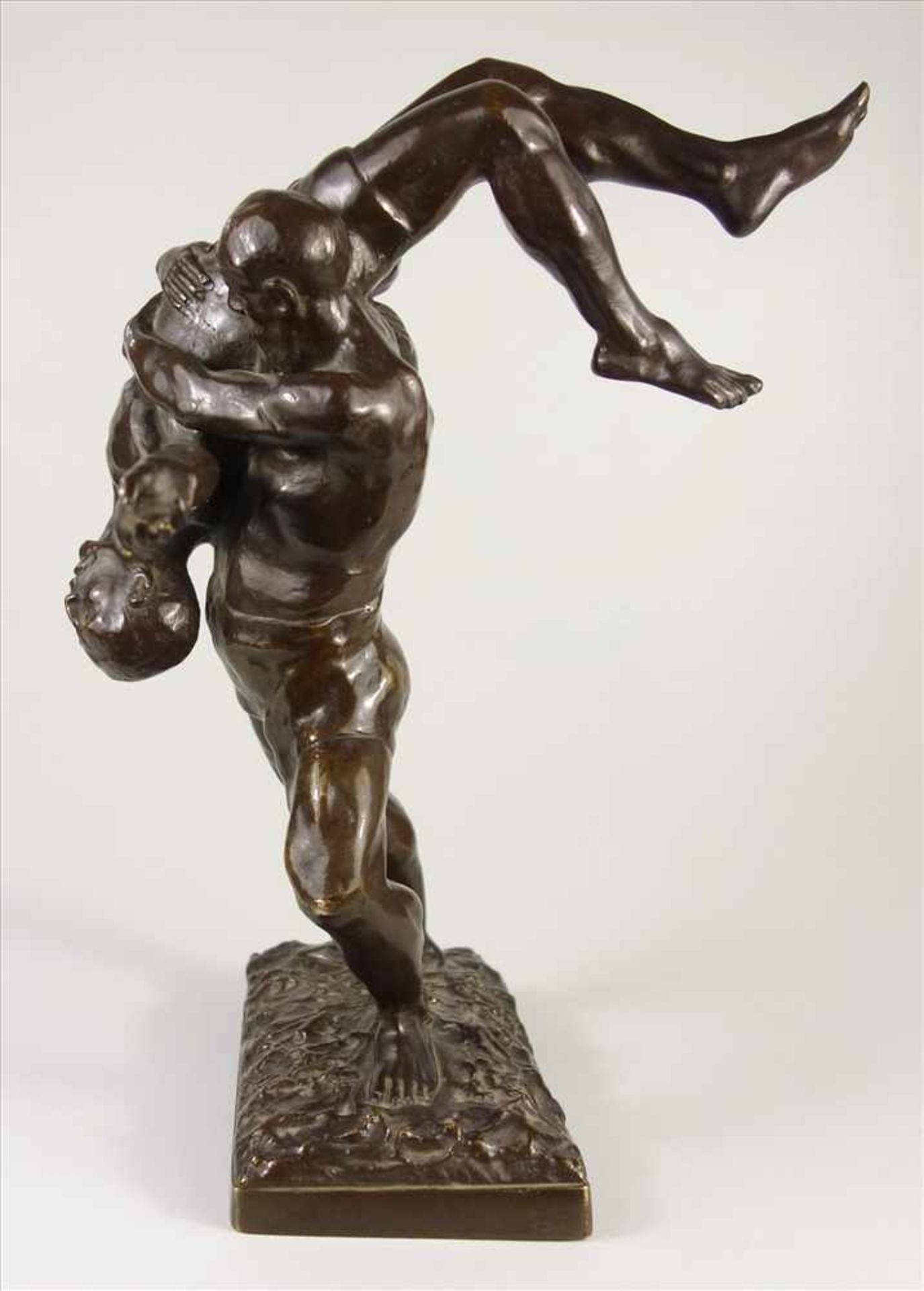 Joseph Alfred van Gent "Ringer", Bronze-Figurengruppe um 1900, van Gent, geb 1877; in Plinthe - Bild 2 aus 6