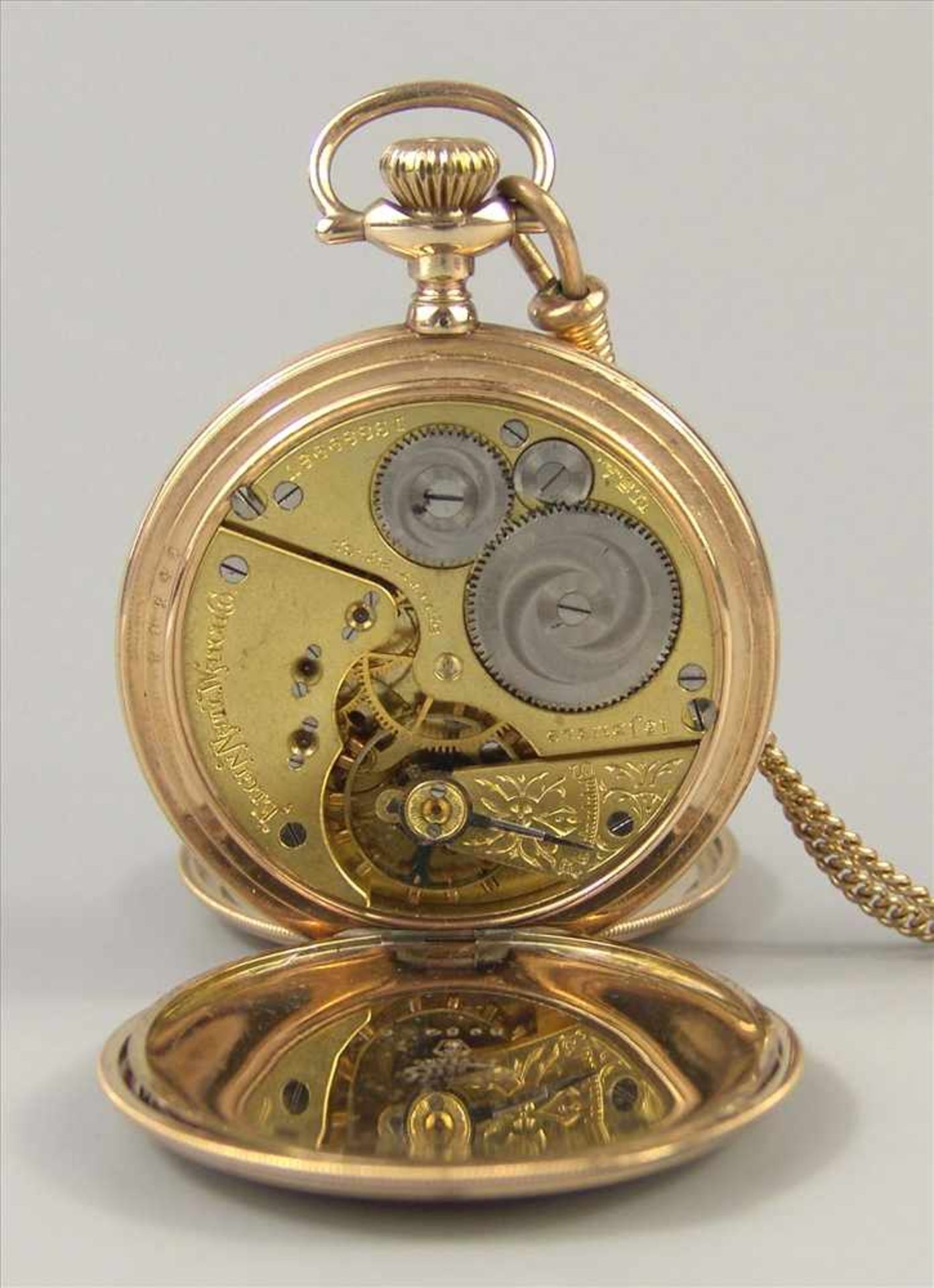 Savonette Elgin Natl. Watch&Co., USA, 20er Jahre, strahlenförmig guillochiertes Doublé-Gehäuse, - Bild 2 aus 2