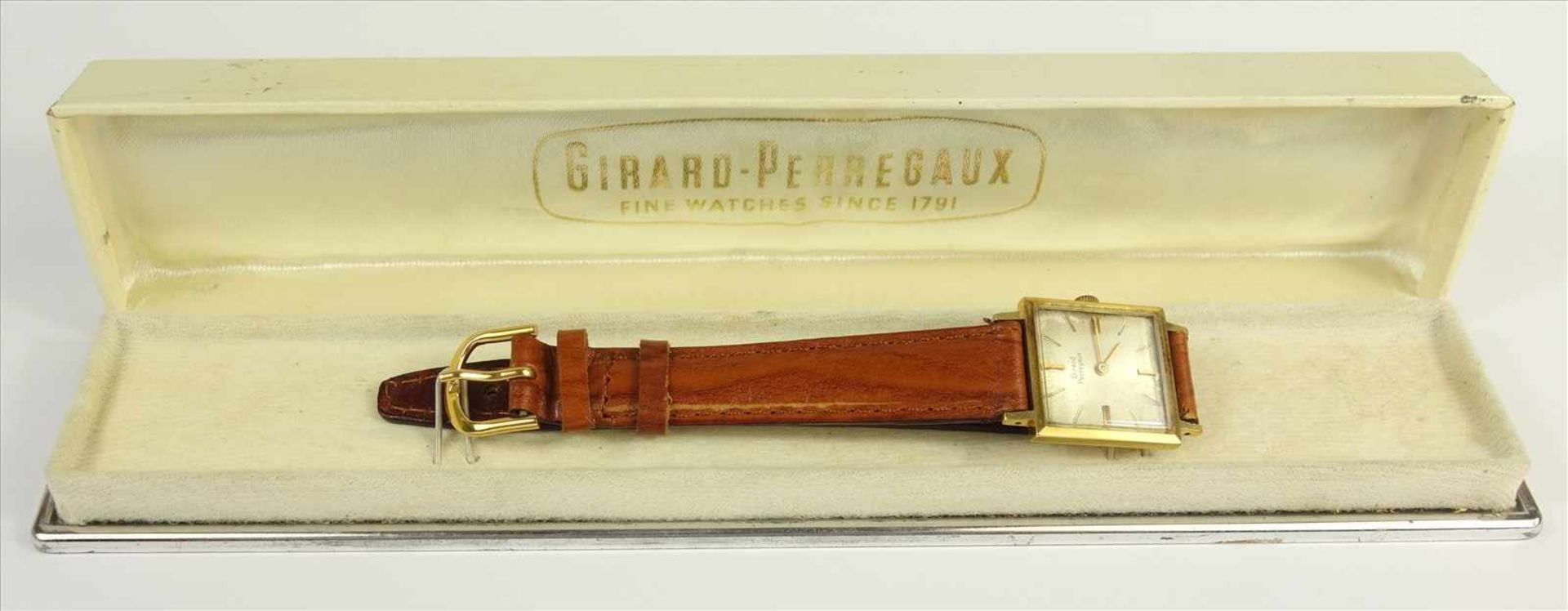 Damenarmbanduhr Girard Perregaux, 585er Gold, 60er Jahre, goldenes Carrégehäuse, silberfarbenes - Bild 2 aus 2