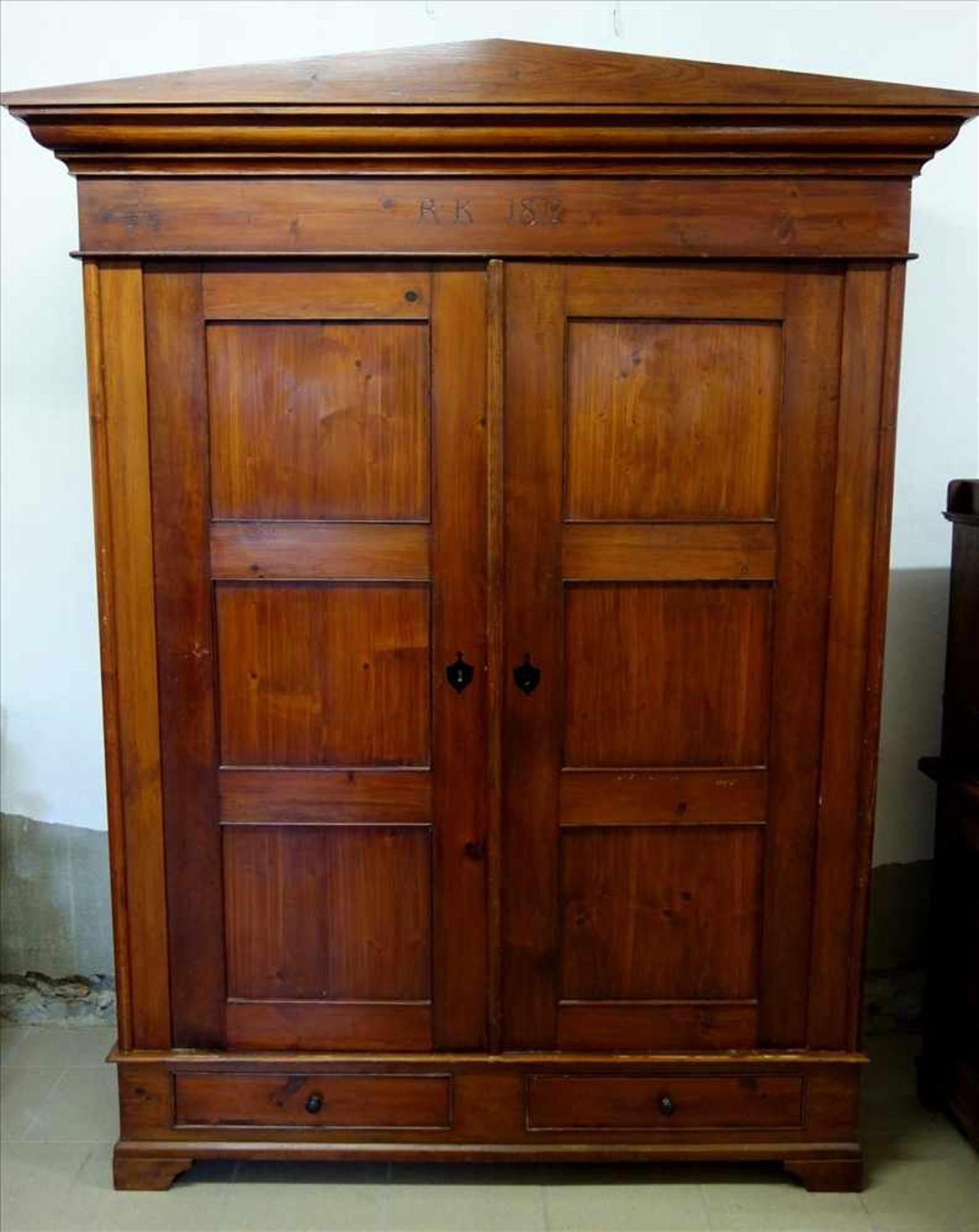 Kleiderschrank, Biedermeier, datiert 1812, Weichholz, HBT 209*160*65cm, ohne Schlüssel, rest.