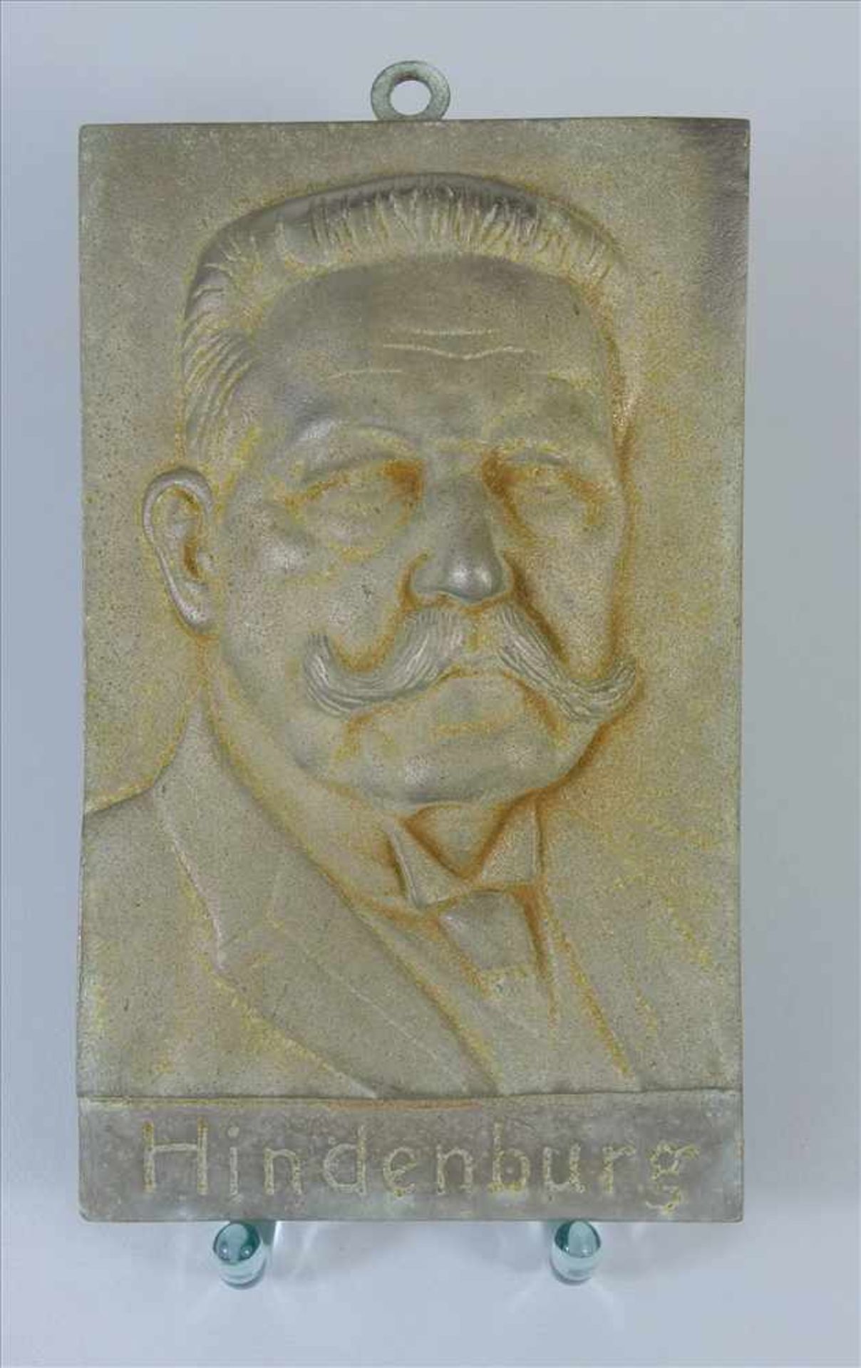 Reliefbild Hindenburg, Grauguss, Porträt Paul von Hindenburg, 30er Jahre, 19,6*12cm