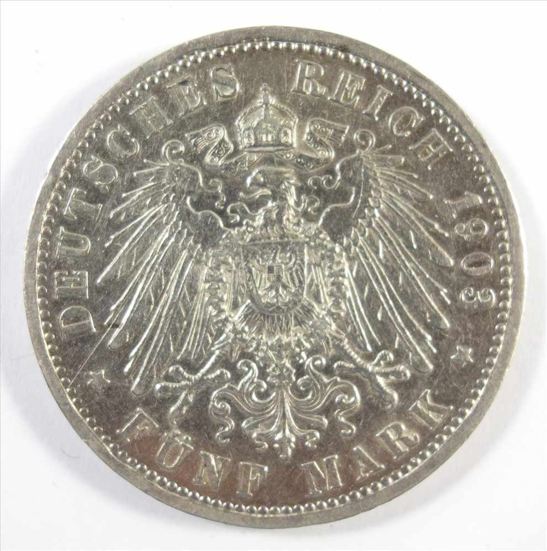 5 Mark Friedrich Großherzog von Baden, 1903, G, Ag, ss+ - Bild 2 aus 2