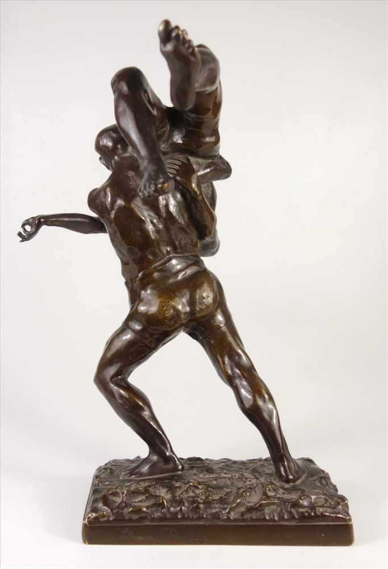 Joseph Alfred van Gent "Ringer", Bronze-Figurengruppe um 1900, van Gent, geb 1877; in Plinthe - Bild 3 aus 6