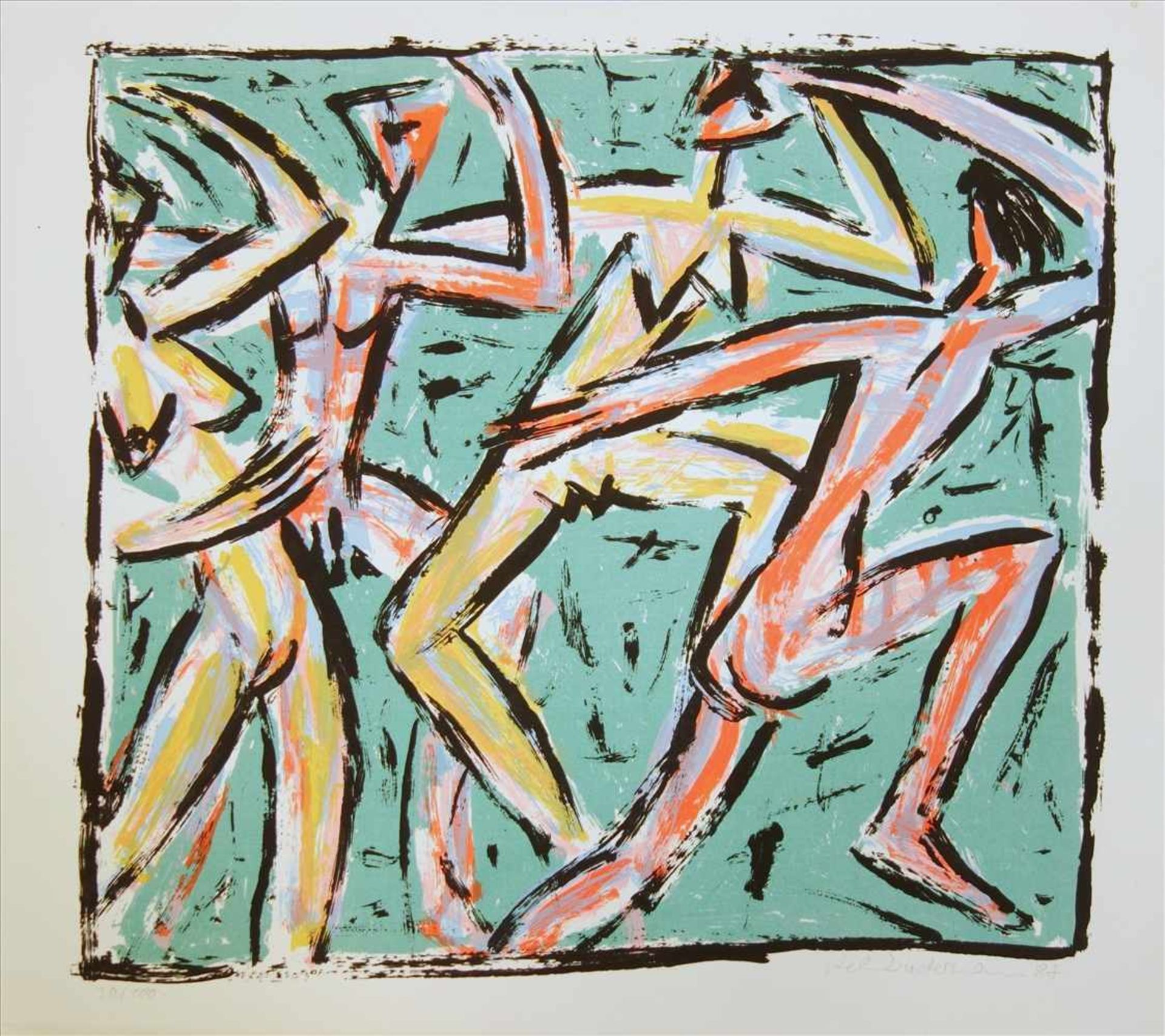 Helmut Biedermann (*1940), "Tanzende", 1987, Ex. 30/100, Darstellung von jeweils zwei männl./