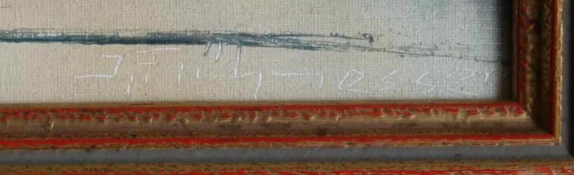 Joseph Fruhmesser "Heuernte in Voralpenlandschaft", 1928-1995, Öl/Lwd., signiert, 30,5*40,5cm, - Bild 2 aus 2