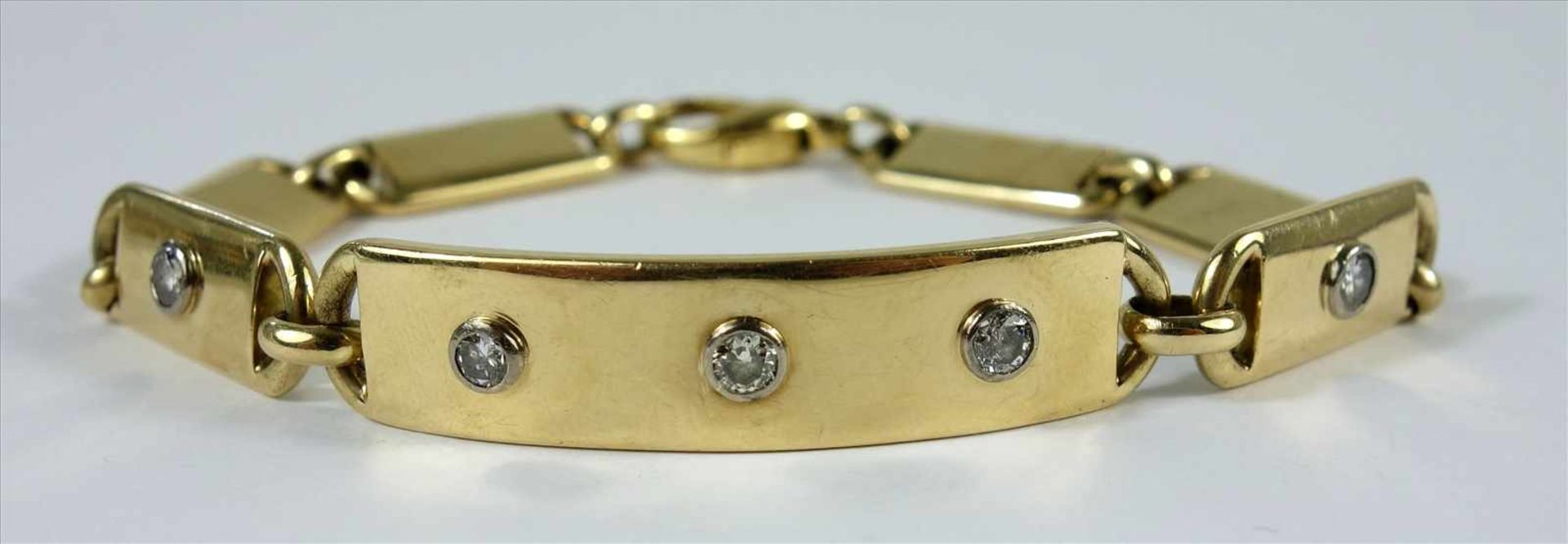 Brillant-Armband, 585er / 750er Gelbgold, WEMPE, Gew.48,38g, 5 Brill., total ca.0,85ct, G-H, VS-