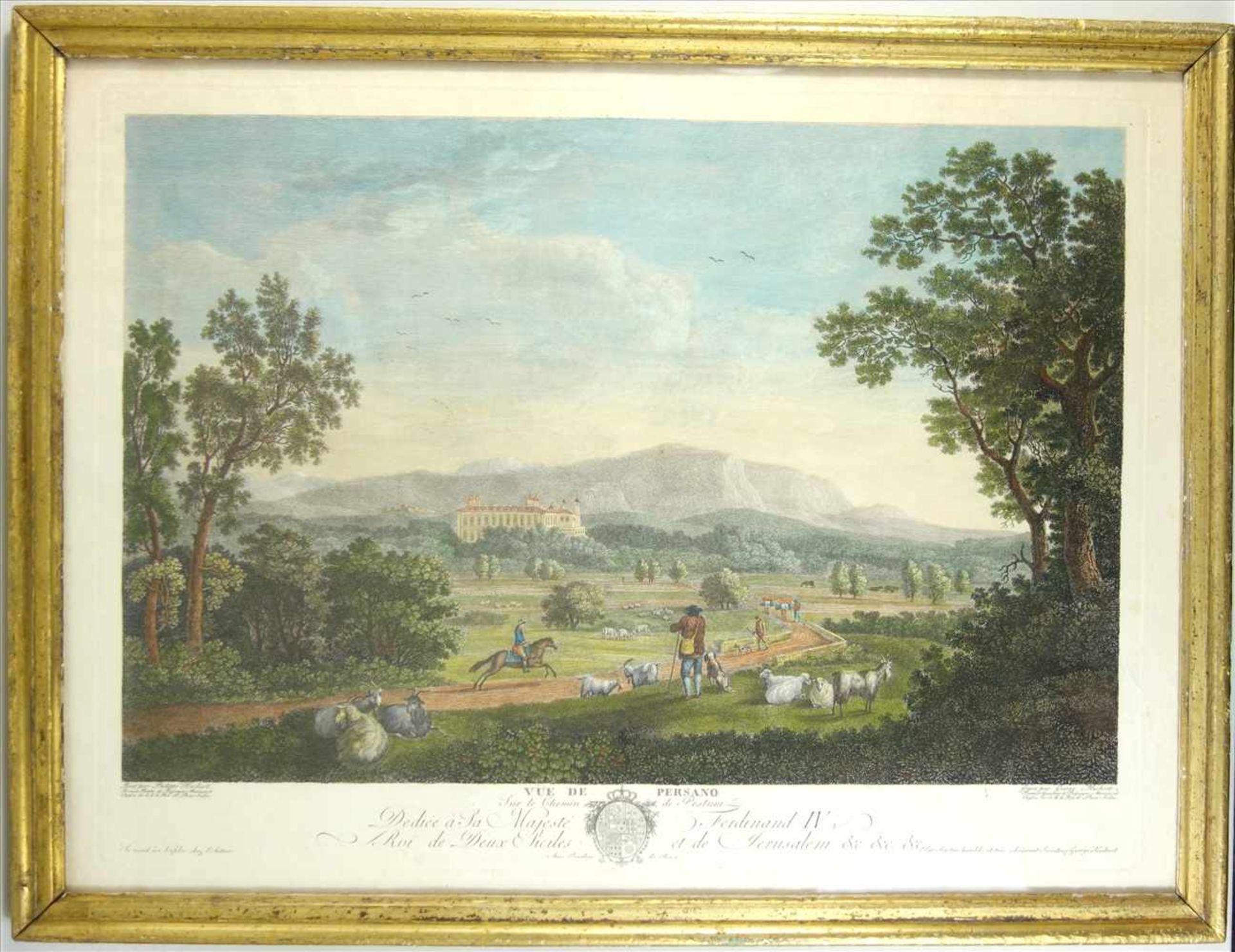 George Hackert (1755-1805) "Vue de Persano sur le Chemin de Pestum", wohl 1782; aquarellierter - Bild 2 aus 4