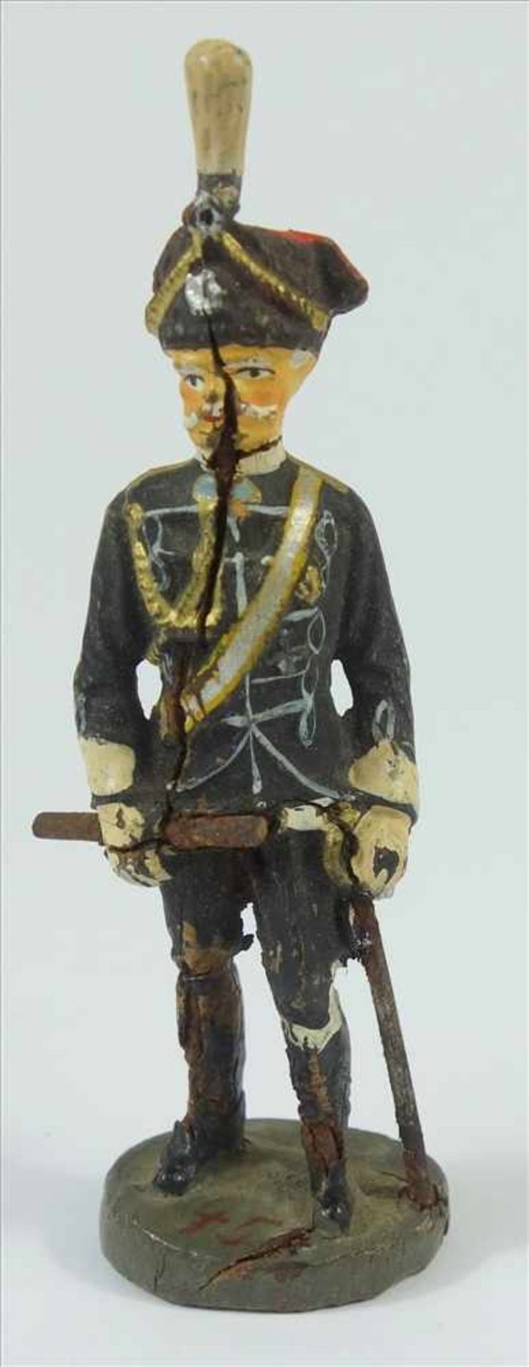 Elastolin-Figur Mackensen, II.WK, beschädigt, u.a. schräg verlaufender Riss, H.ca.8,7cm