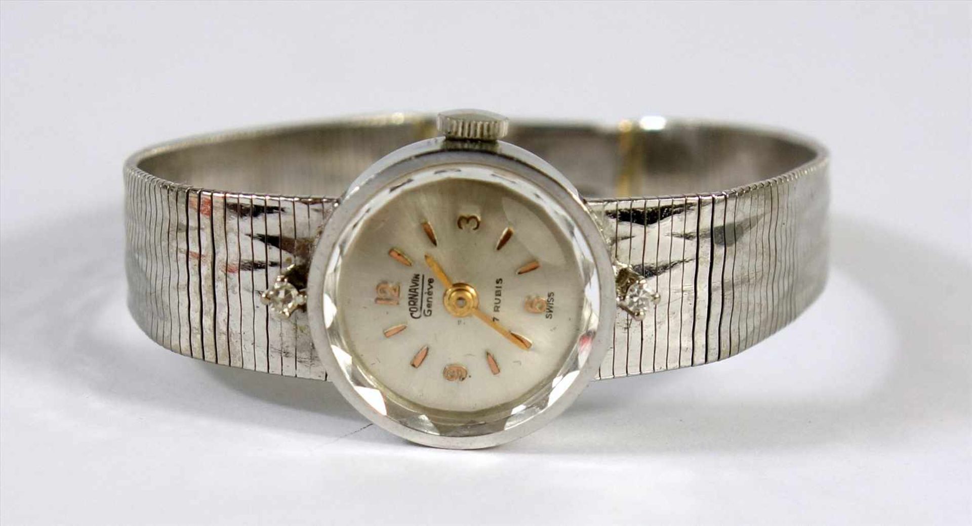Damen-Armbanduhr, Cornavin Genéve, Schweiz, 750er Weißgold, Gesamt-Gew.21,0g, changierendes