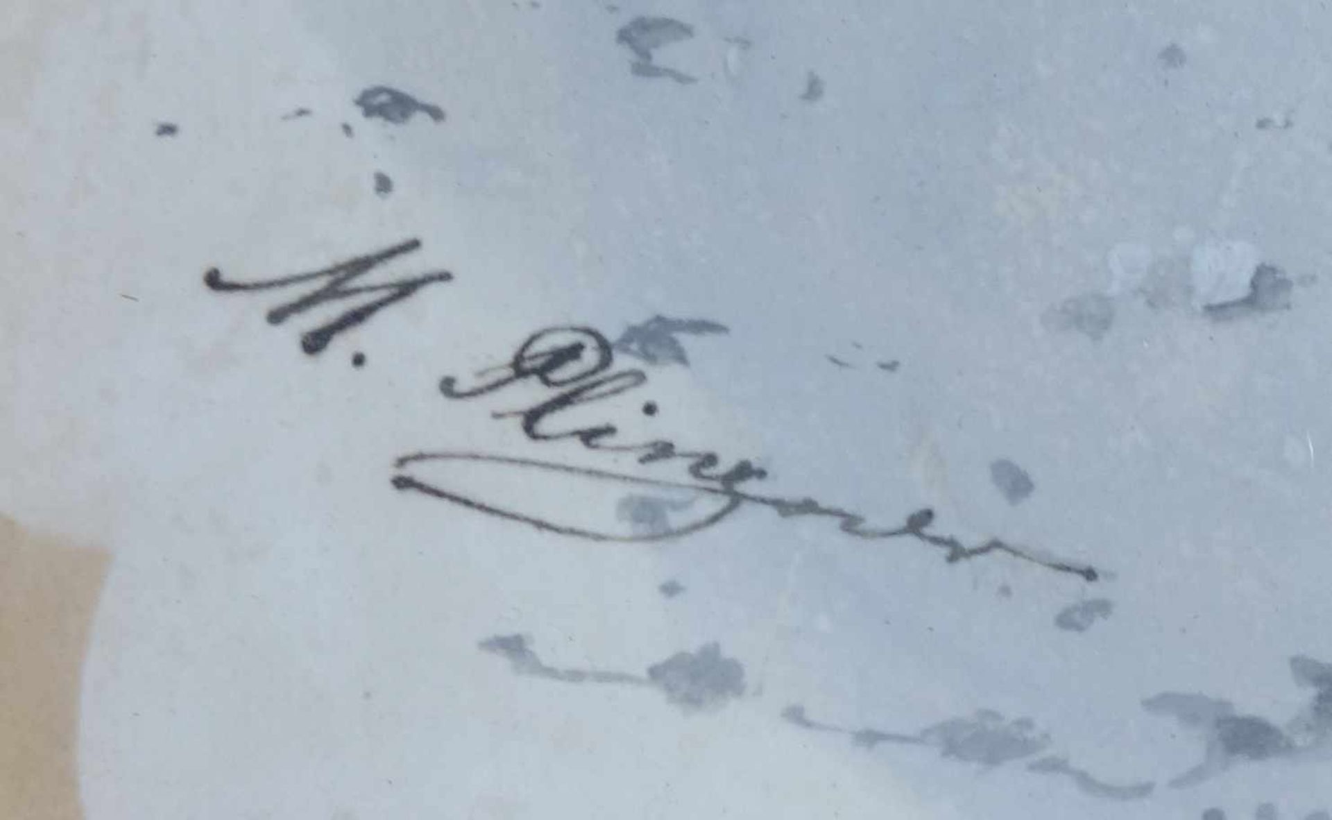 Plinzner, M. "Soldaten - Reitstunde", Aquarell,signiert, in Grautönen gemalt, BH 38*33cm, - Image 2 of 2