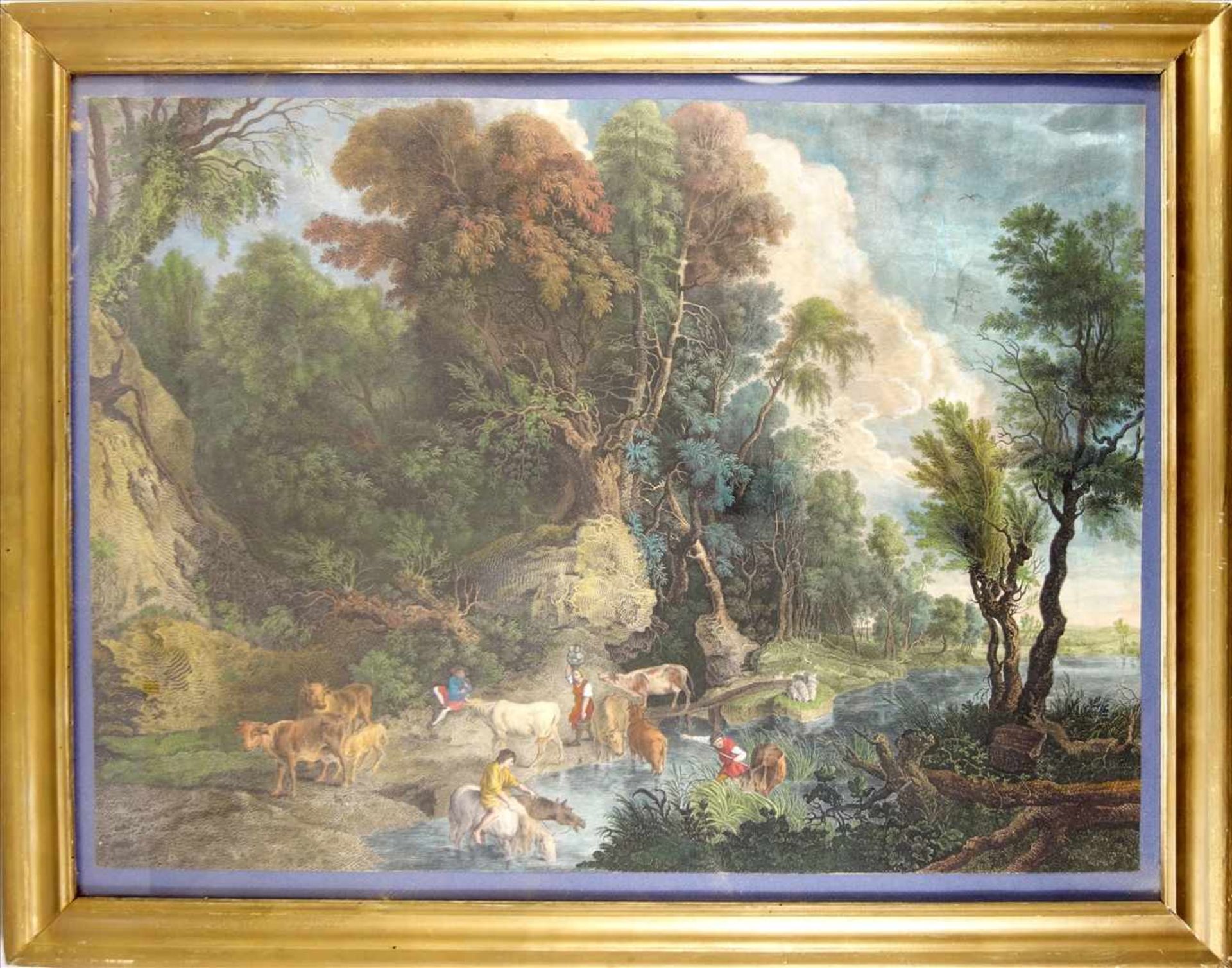 John Browne "Pferde und Kühe an der Flusstränke" (the watering place), (nach Peter Paul Rubens),