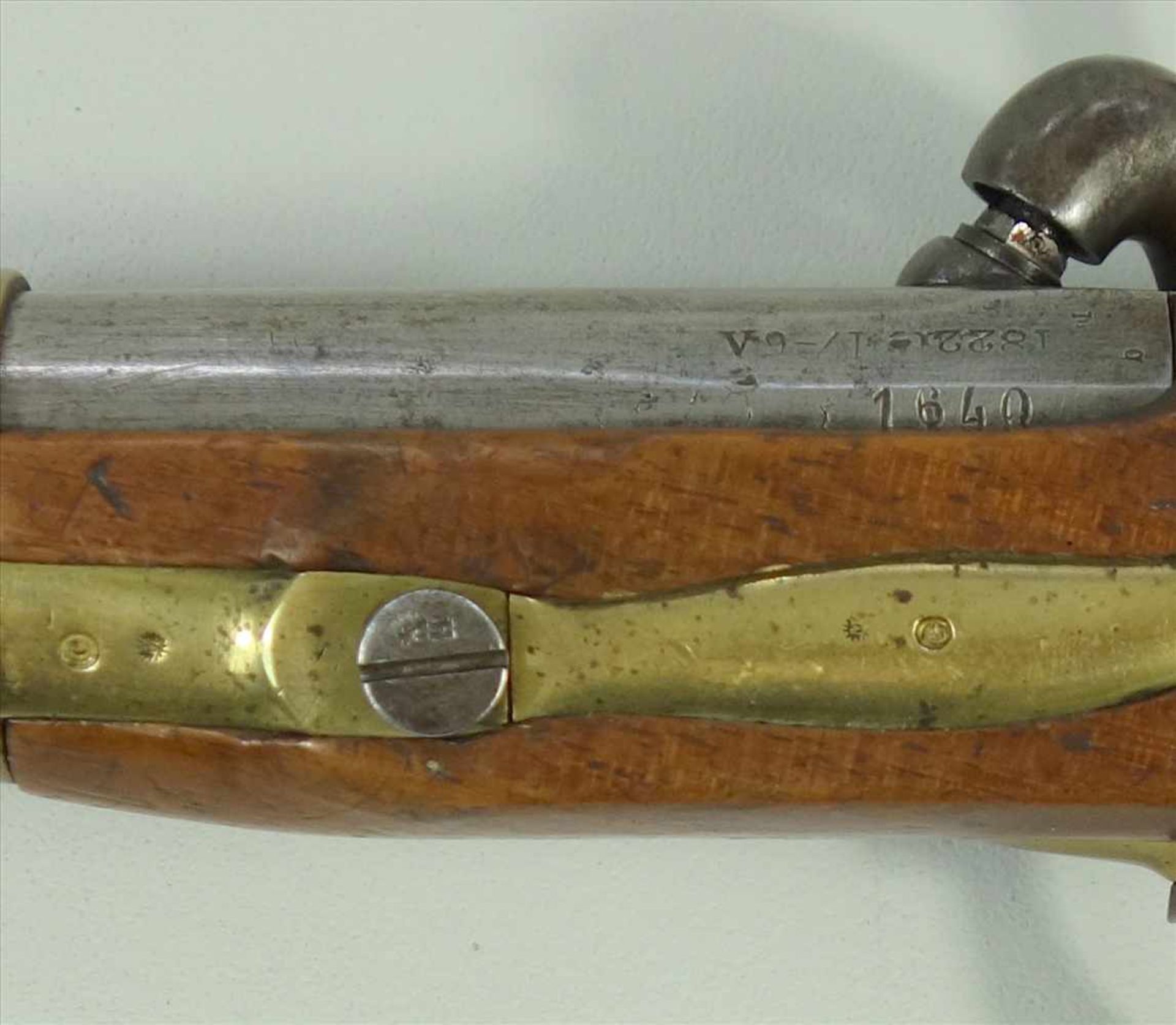 Perkussionspistole, Frankreich, Mod.1822t Bis, Kal.17.6mm, Lauflänge 190mm, gesamt 30 m, Lauf, - Bild 4 aus 5