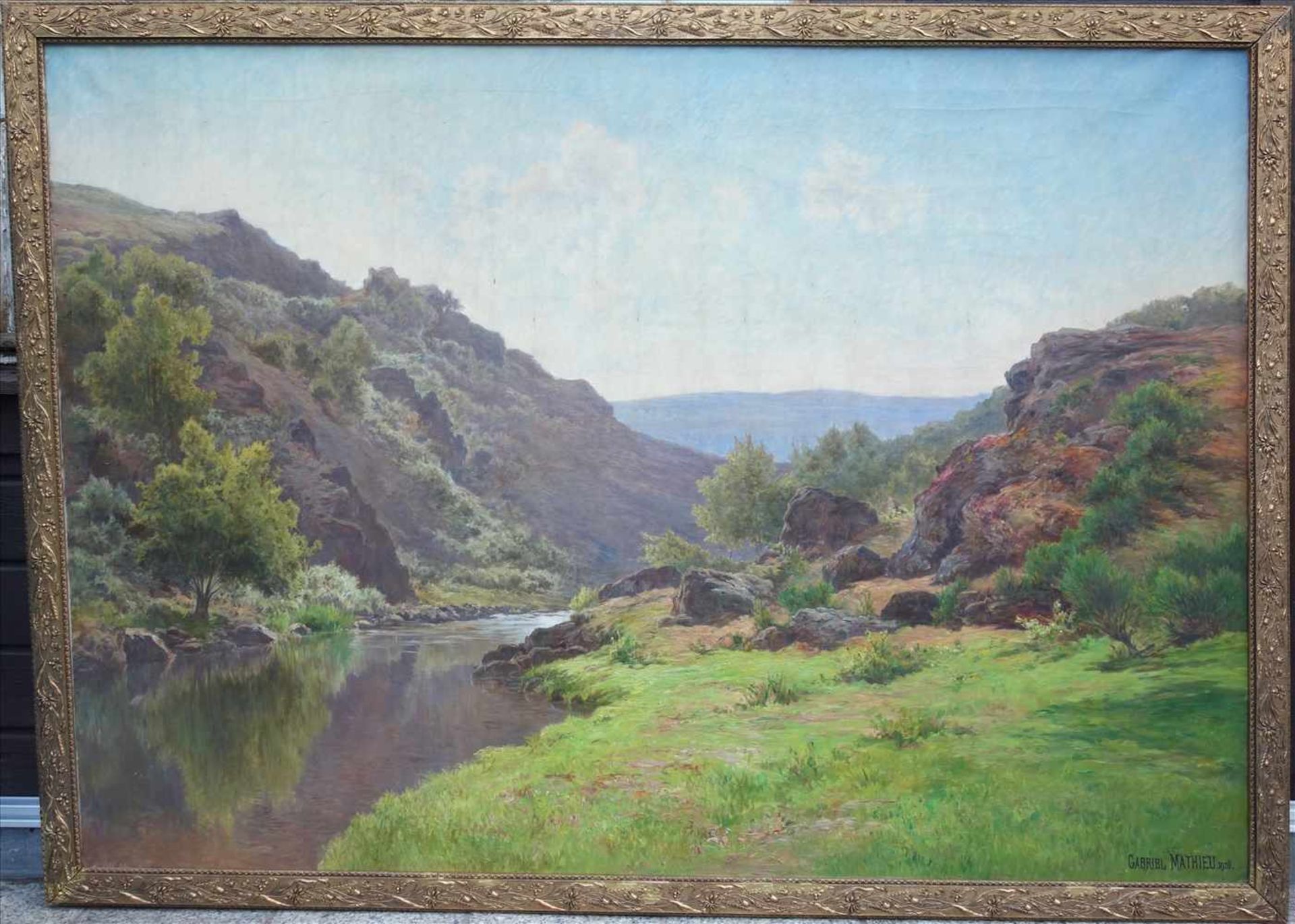 Gabriel Mathieu (1843 in Paris -1923 ebd.) "Landschaft an der Creuse", dat. 1908, Öl/Lw., - Bild 2 aus 3