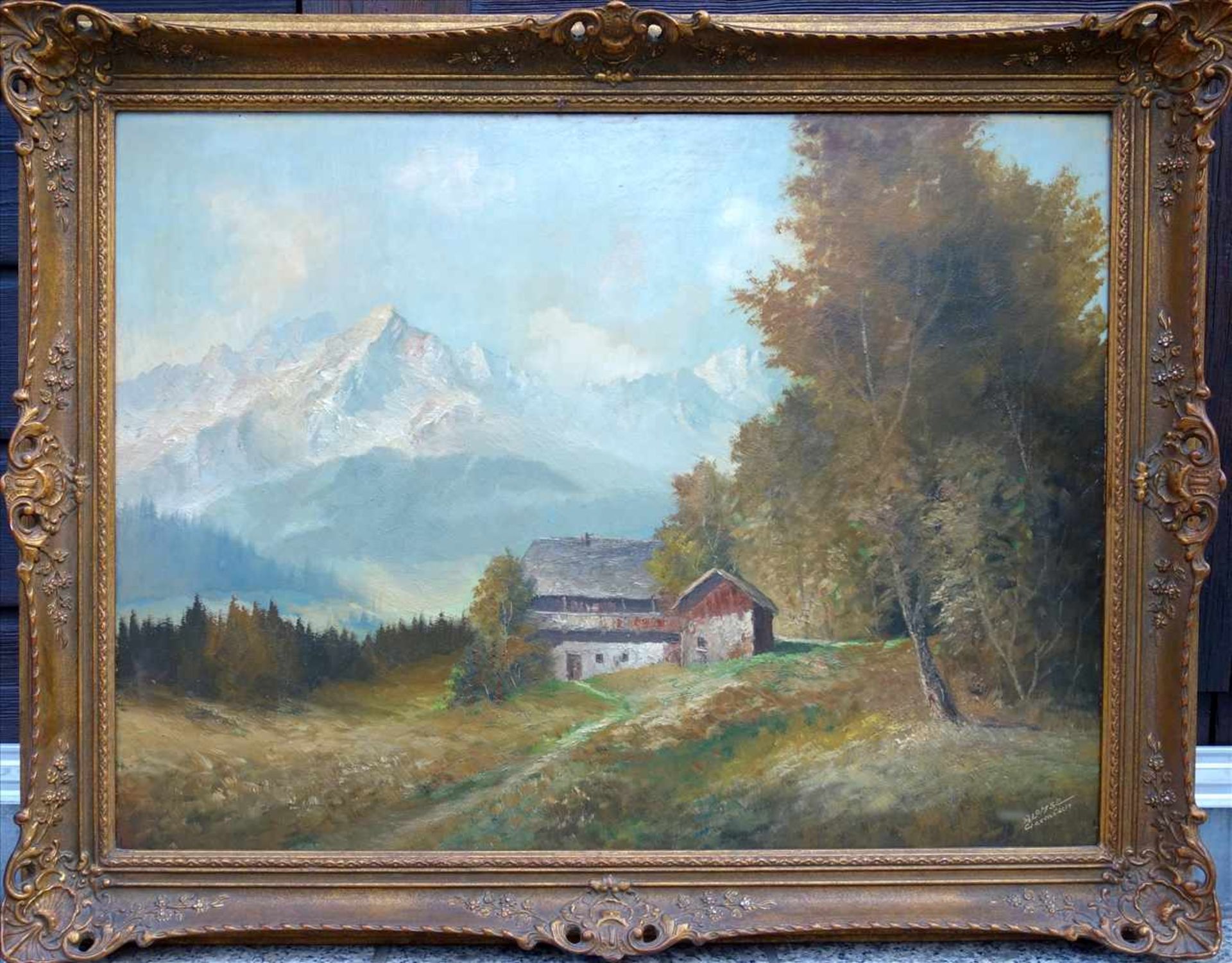 Richard Walter Lohse (20. Jh.) "Berghof im bayrischen Hochland", Öl/Hartf., unten rechts signiert