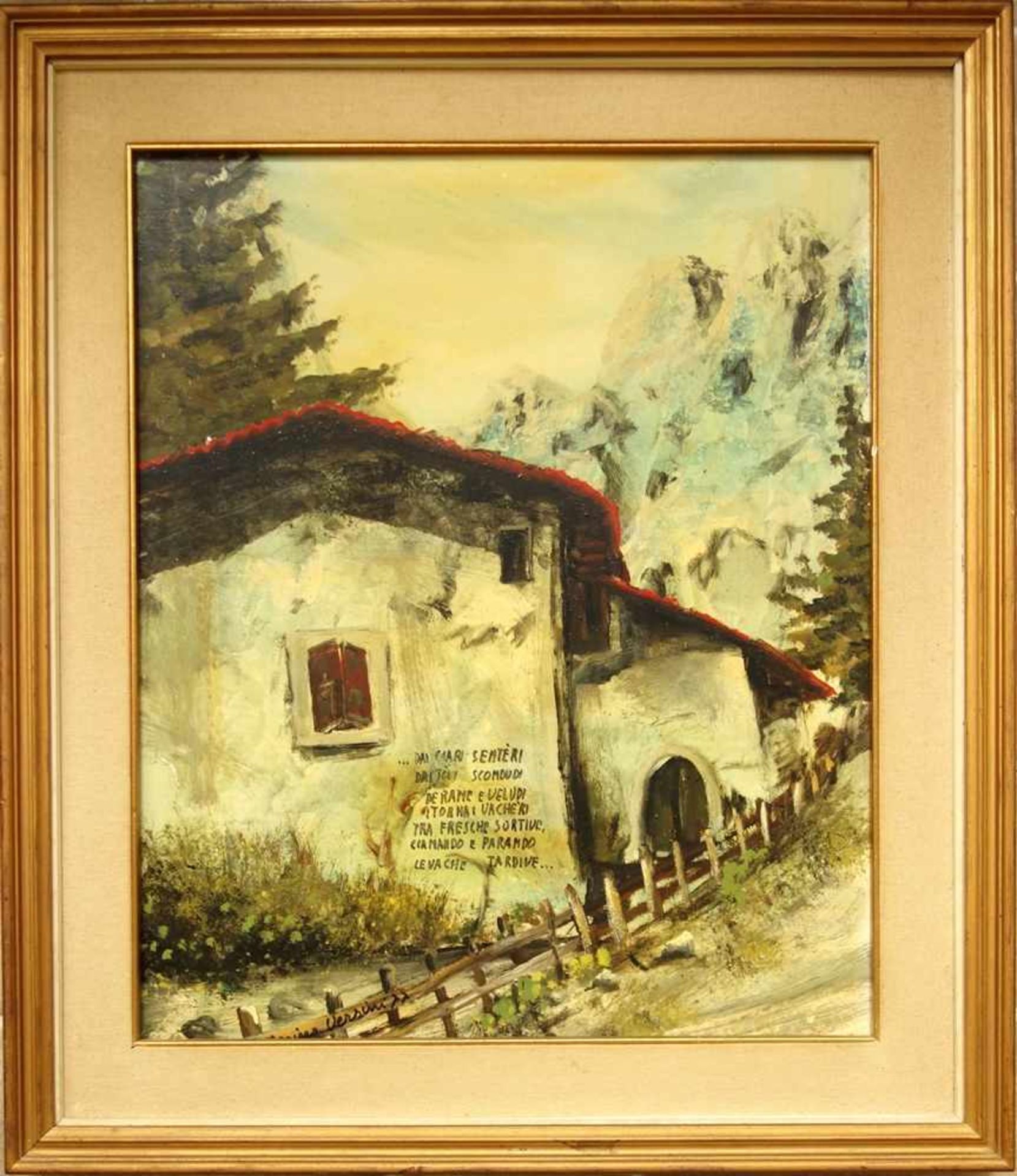 Nerino Versini "Haus am Wegesrand", 1977, Öl auf Hartfaser, u.l. signiert/datiert, HB 60*50cm,