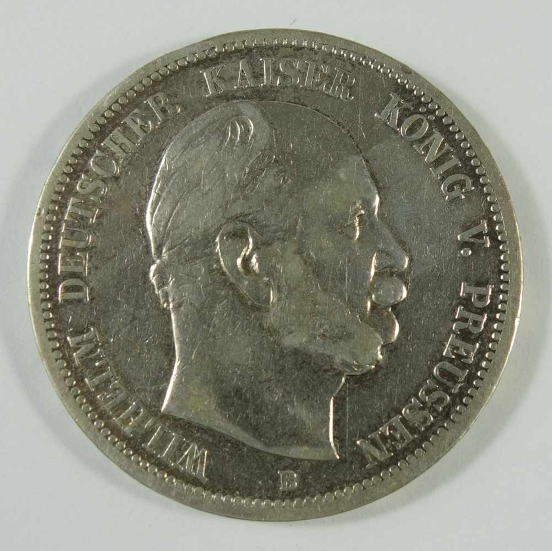5 Mark 1876, B, "Wilhelm, Deutscher Kaiser, König v. Preussen", Kaiserreich, 900er Silber, Gew.27,