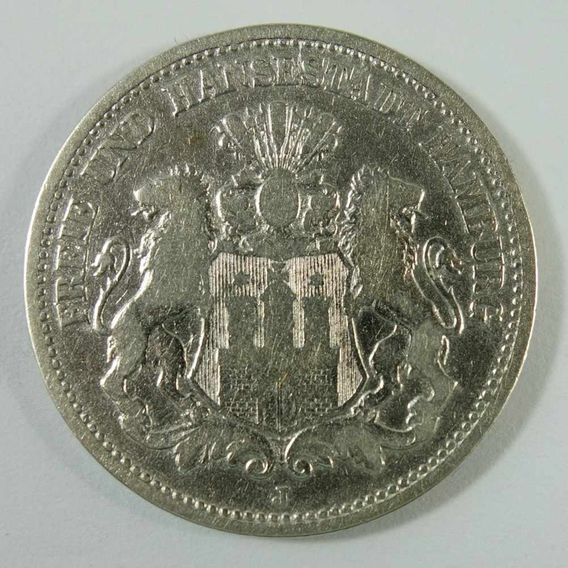 2 Mark 1876, J, Hamburg, Kaiserreich, 900er Silber, Gew.10,84g, s- - -18.00 % buyer's premium on the