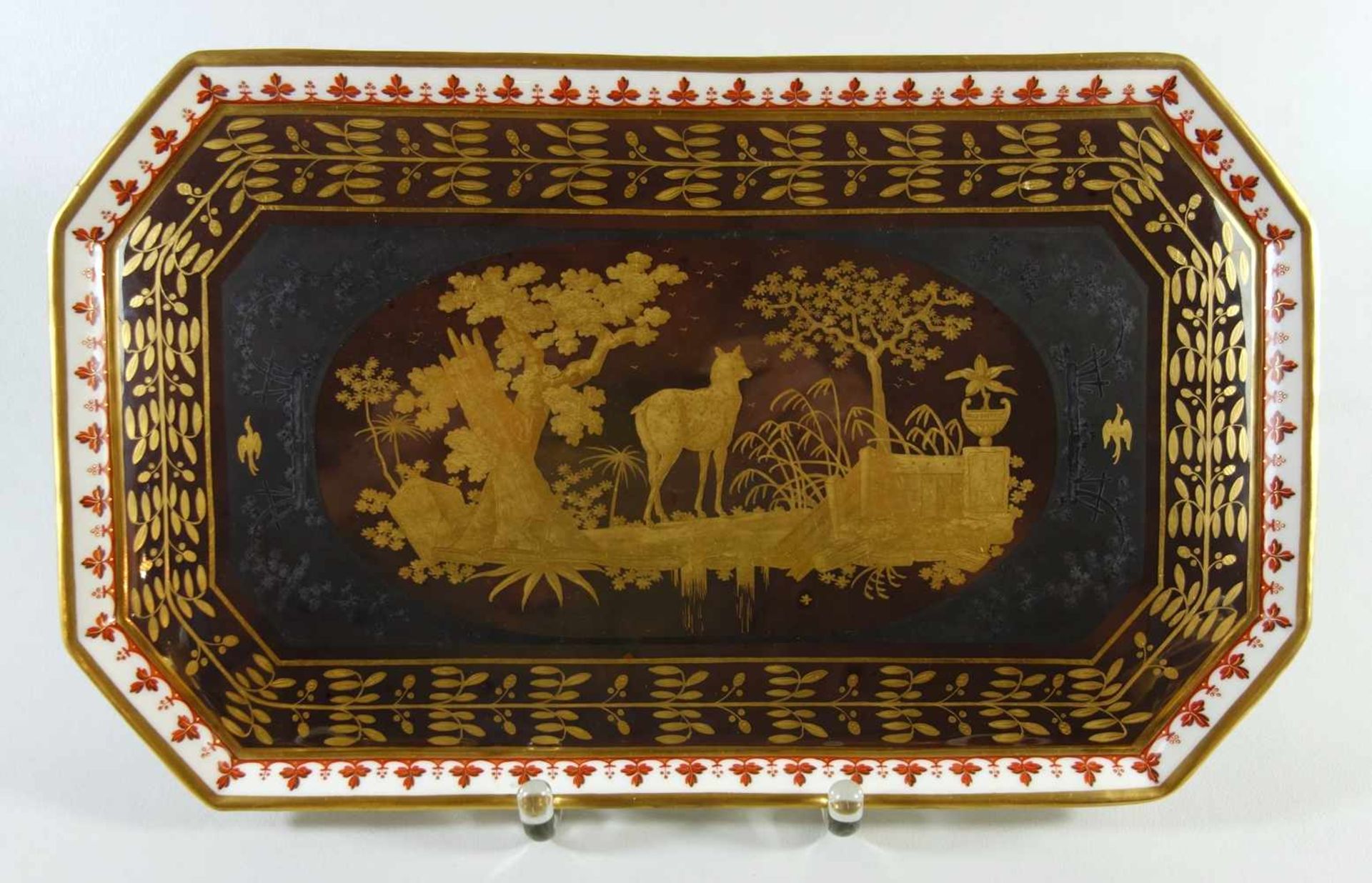 seltenes Déjeuner mit Jagdmotiven, 9-tlg., KPM Berlin, um 1800, Zeptermarken mit Beistrich in Auf- - Bild 2 aus 11