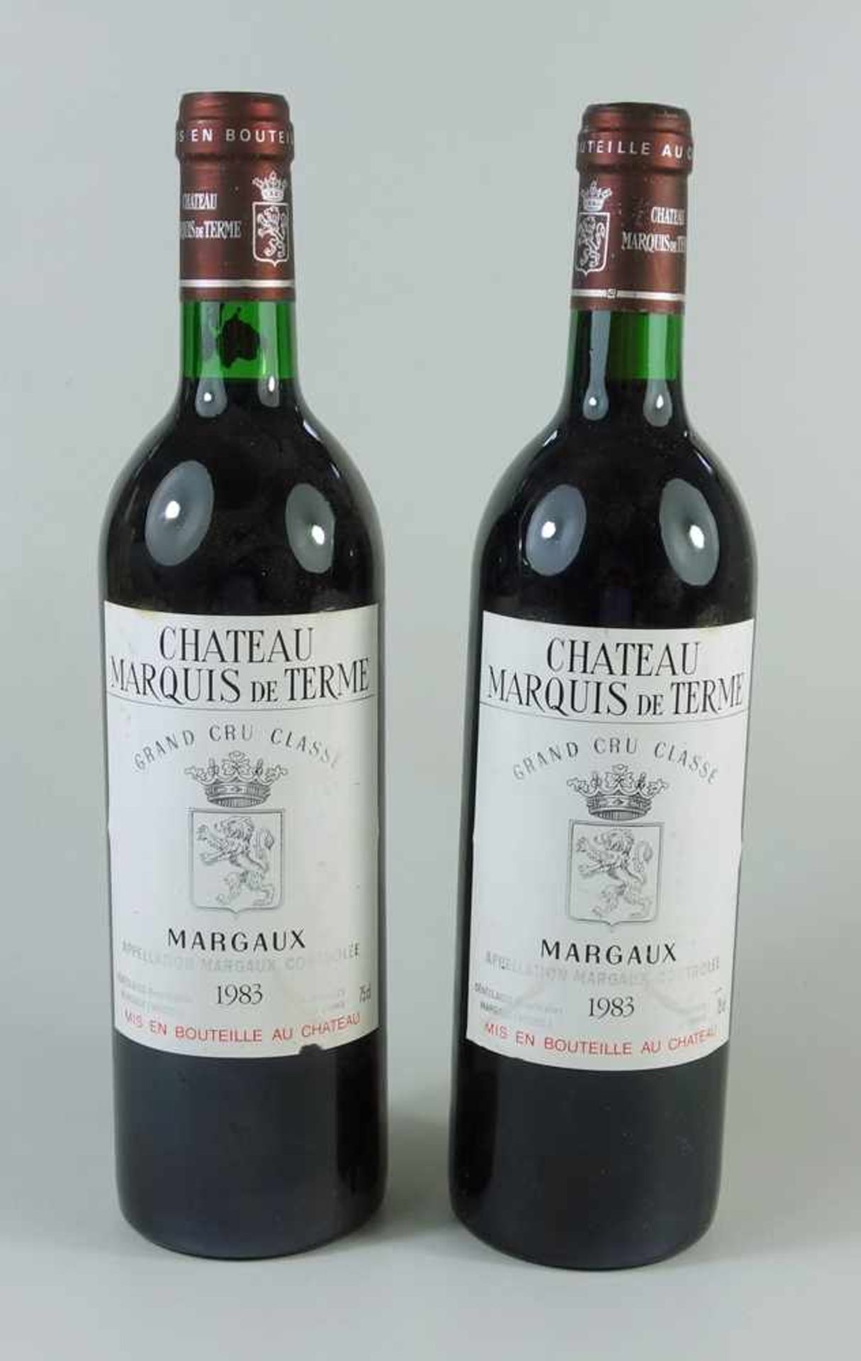 2 * Rotwein "Chateau Marquis de Terme", Margaux, 1983, je 75cl, fachgerecht gelagert2 * Red wine "