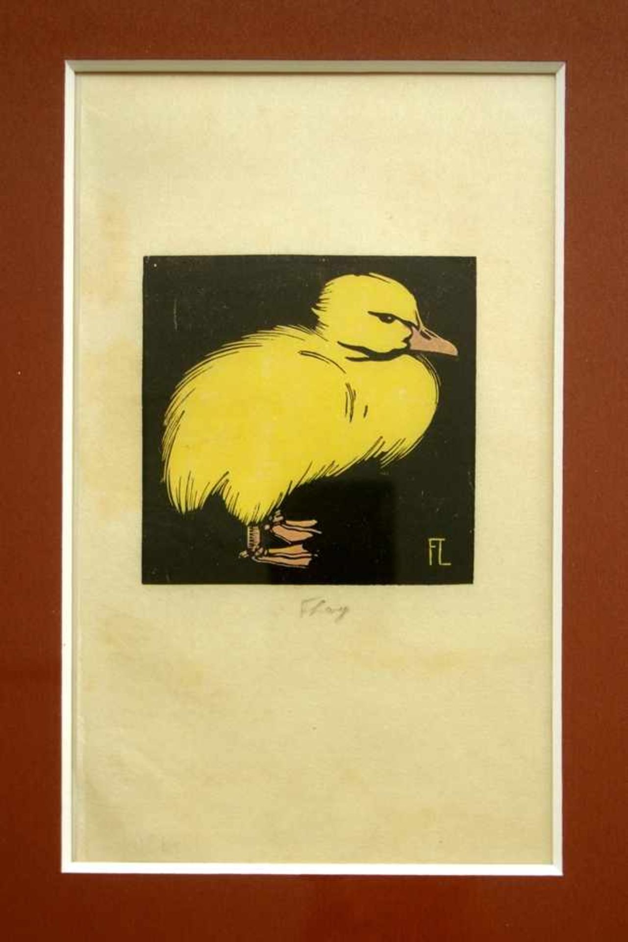 Fritz Lang (1877-1961), "Entenküken", Farbholzschnitt, u.r. monogrammiert, u. mittig signiert "F.