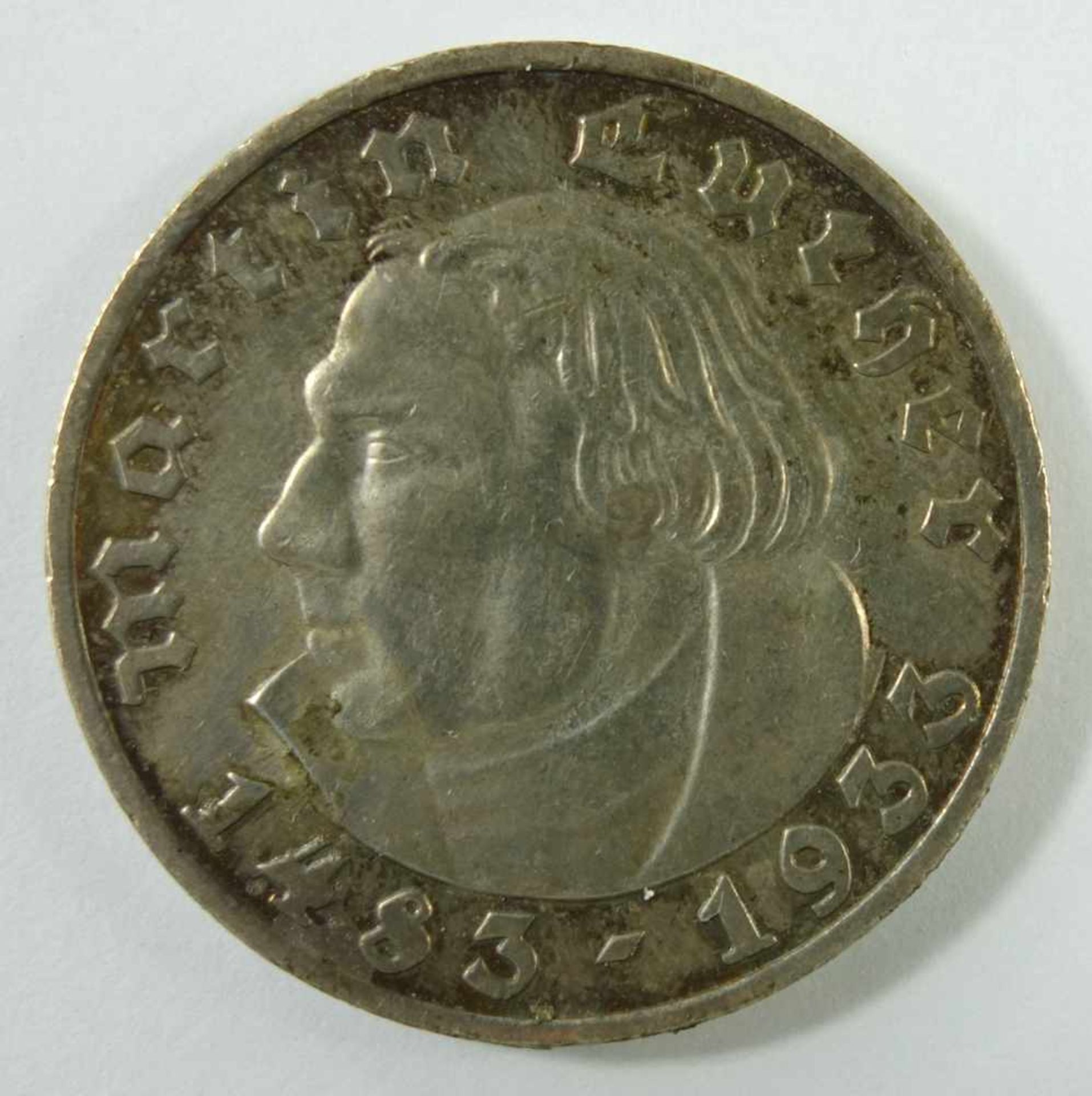 5 Reichsmark 1933, A, "Martin Luther 1483-1933", Drittes Reich, 900er Silber, Gew. 13,9g, ss-