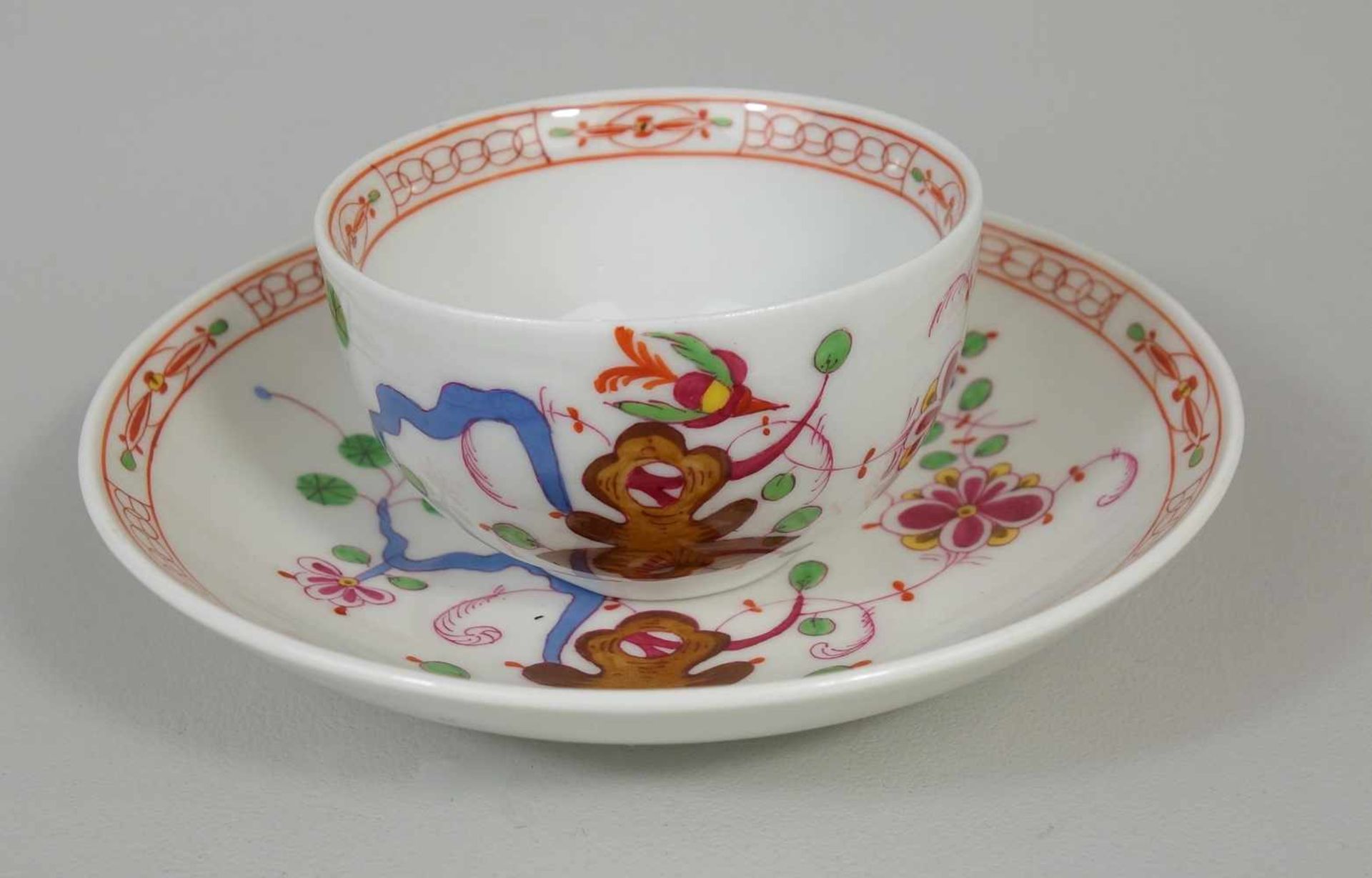 2-tlg.Gedeck mit Felsen und Vogel, Knaufzeit (1860-1924), Meissen, I.Wahl, Tasse mit Ohrhenkel, H.