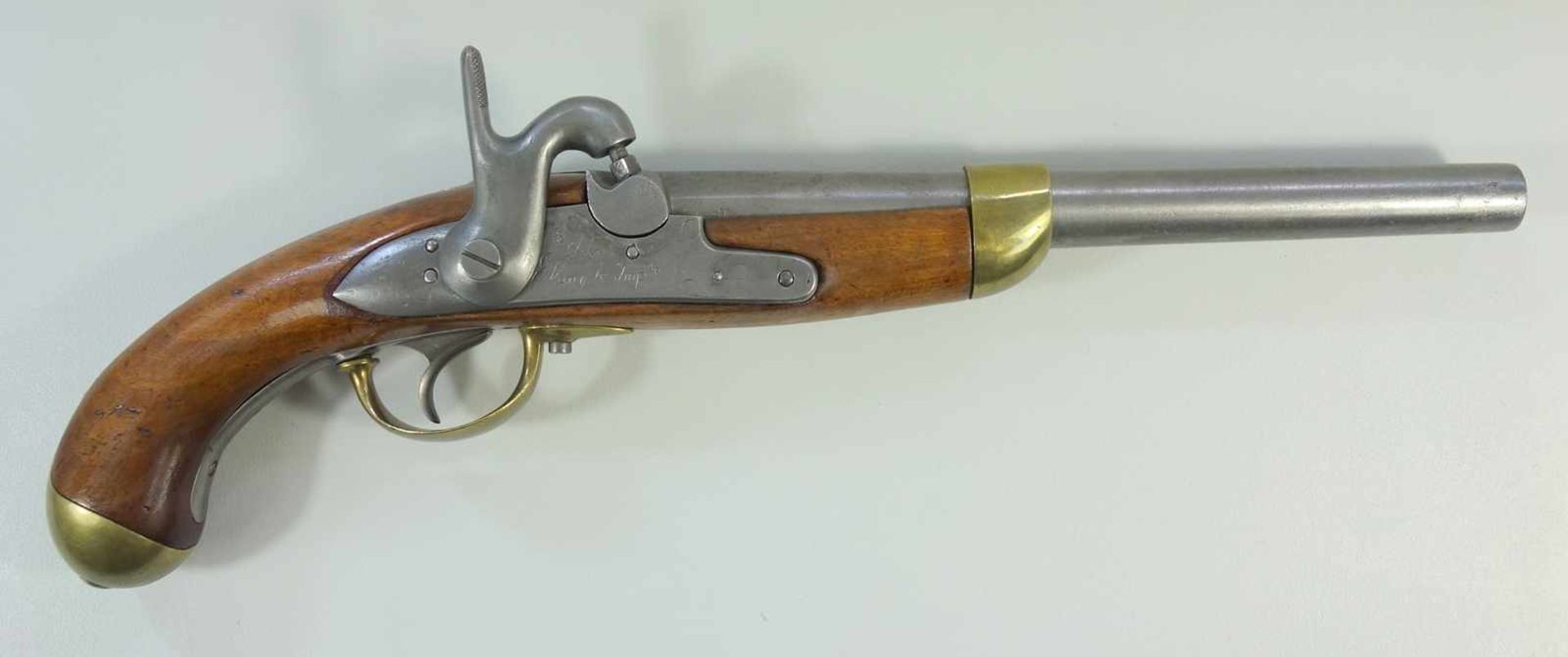 Perkussionspistole, Manufacture Imperiale Liége, Belgien, Kal. 17.6mm, Lauflänge 277mm, gesamt 445m,