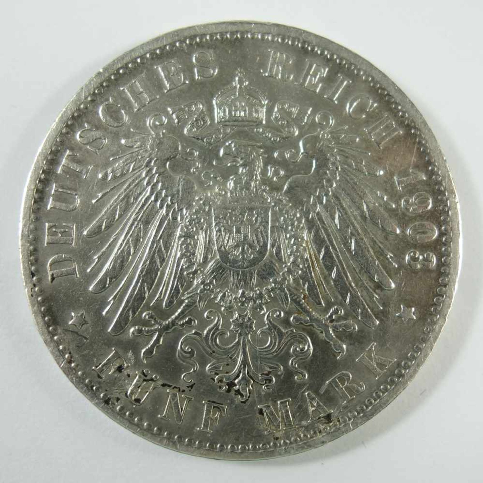 5 Mark 1903, J, Hamburg, Kaiserreich, 900er Silber, Gew.27,59g, ss-vz- - -18.00 % buyer's premium on - Bild 2 aus 2