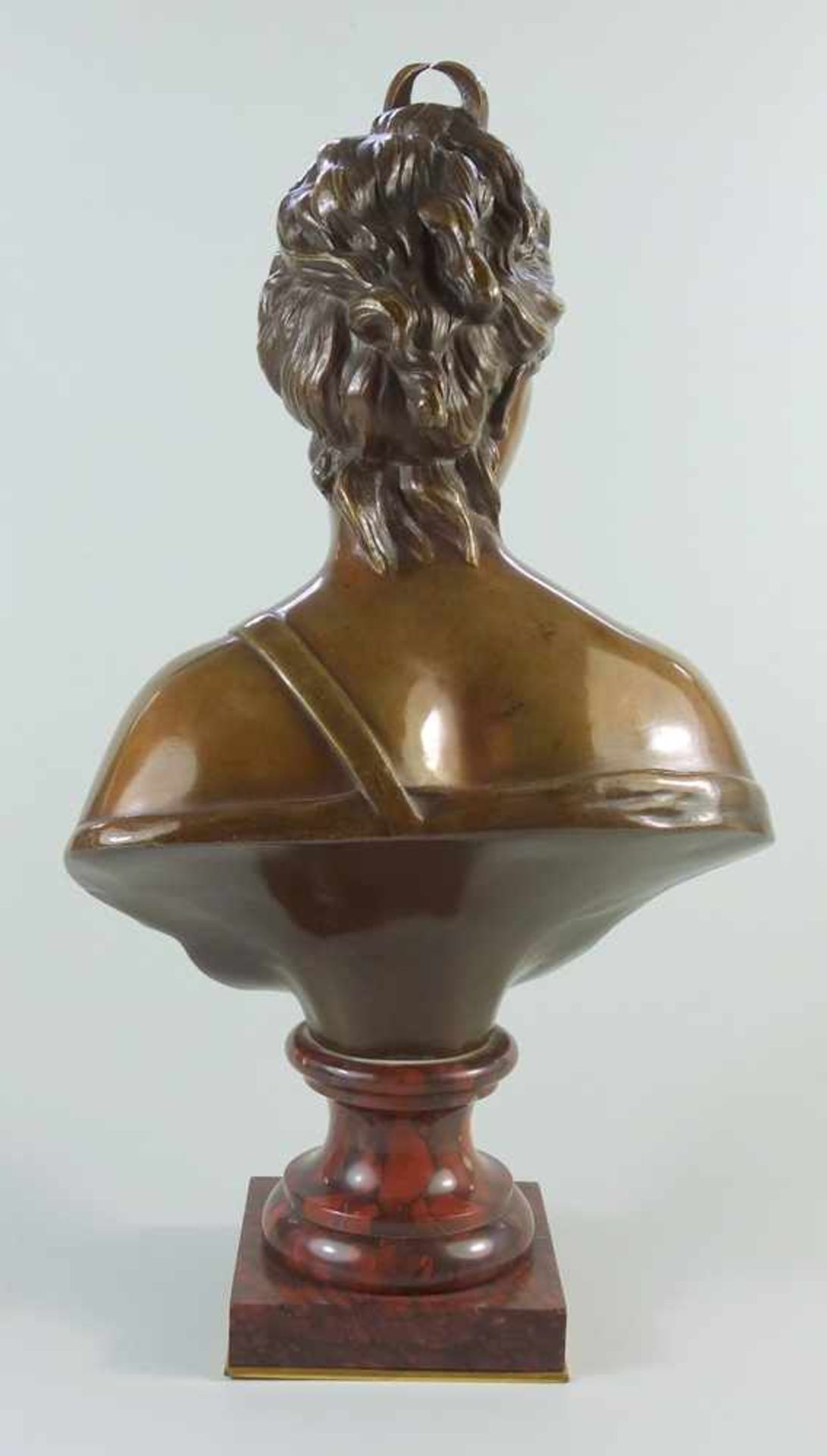 Büste „Diana, Göttin der Jagd“, 2.Hälfte 19.Jh., nach Jean-Antoine Houdon (1741-1828), patinierte - Bild 2 aus 4