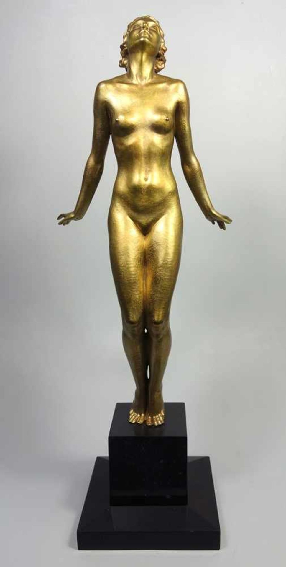 Ferdinand Preiss (1882 Erbach-1943 Berlin) "Frühlingssonne", Art Déco, um 1925, Bronze, golden