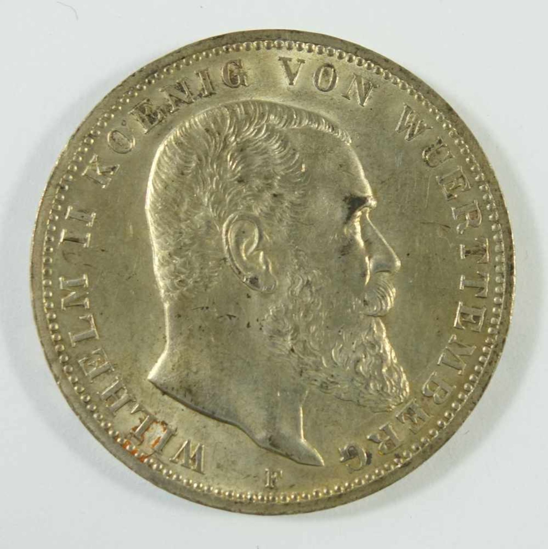 3 Mark 1914, F, "Wilhelm II., König von Württemberg", Kaiserreich, 900er Silber, Gew.16,65g, ss-