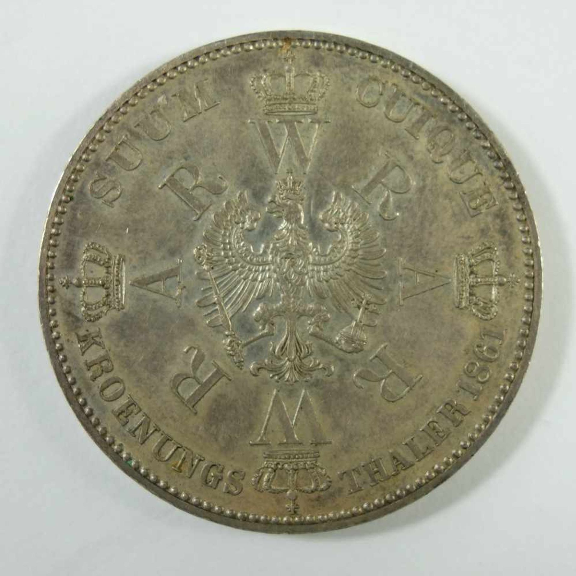 Krönungsthaler 1861, Preußen, Kaiserreich, "Wilhelm und Augusta v. Preussen", Gew.18,5g, ss-vz- - - - Bild 2 aus 2