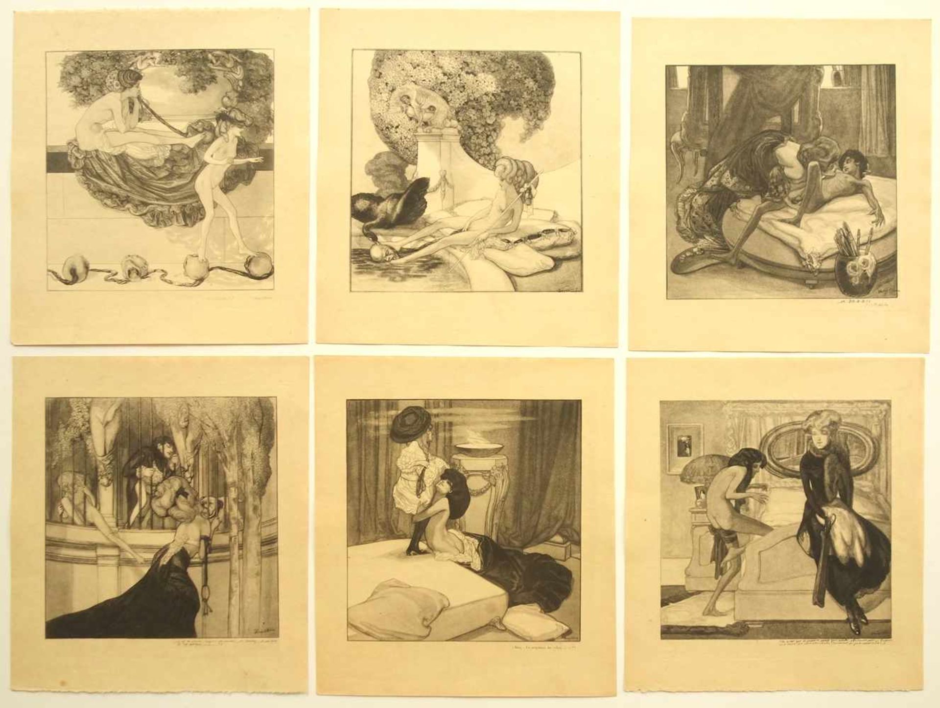 Franz von Bayros (1866-1924), Mappe "Bilder aus dem Boudoir der Madame C.C.", um 1912, enthält 25 - Bild 5 aus 7