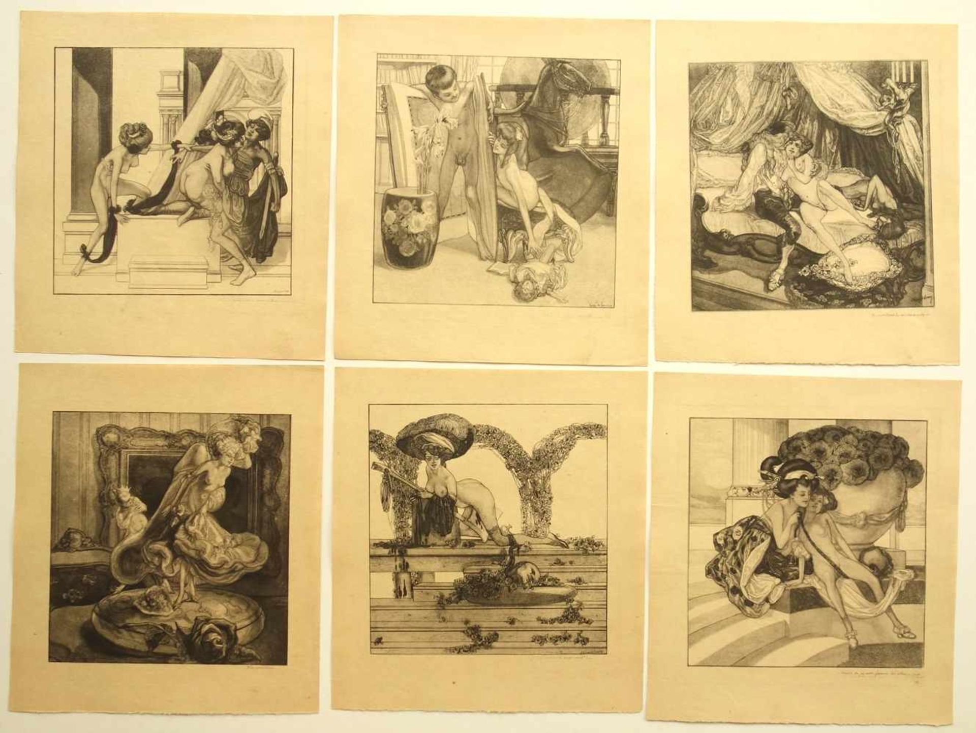 Franz von Bayros (1866-1924), Mappe "Bilder aus dem Boudoir der Madame C.C.", um 1912, enthält 25 - Bild 3 aus 7
