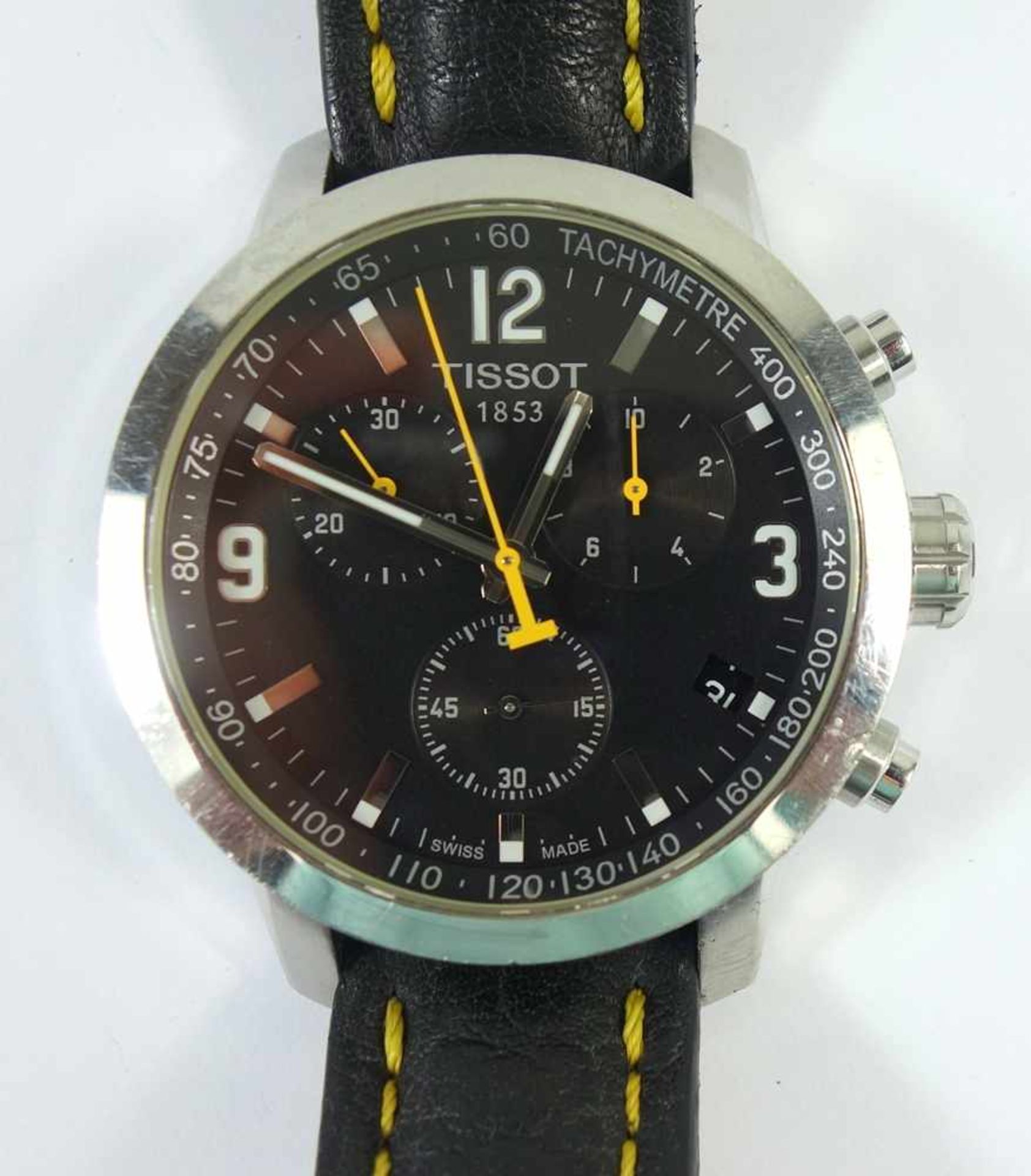 Armbanduhr Tissot PRC 200 CHRONOGRAPH, Edelstahlgehäuse mit Schraubkrone, Saphirglas, schwarzes