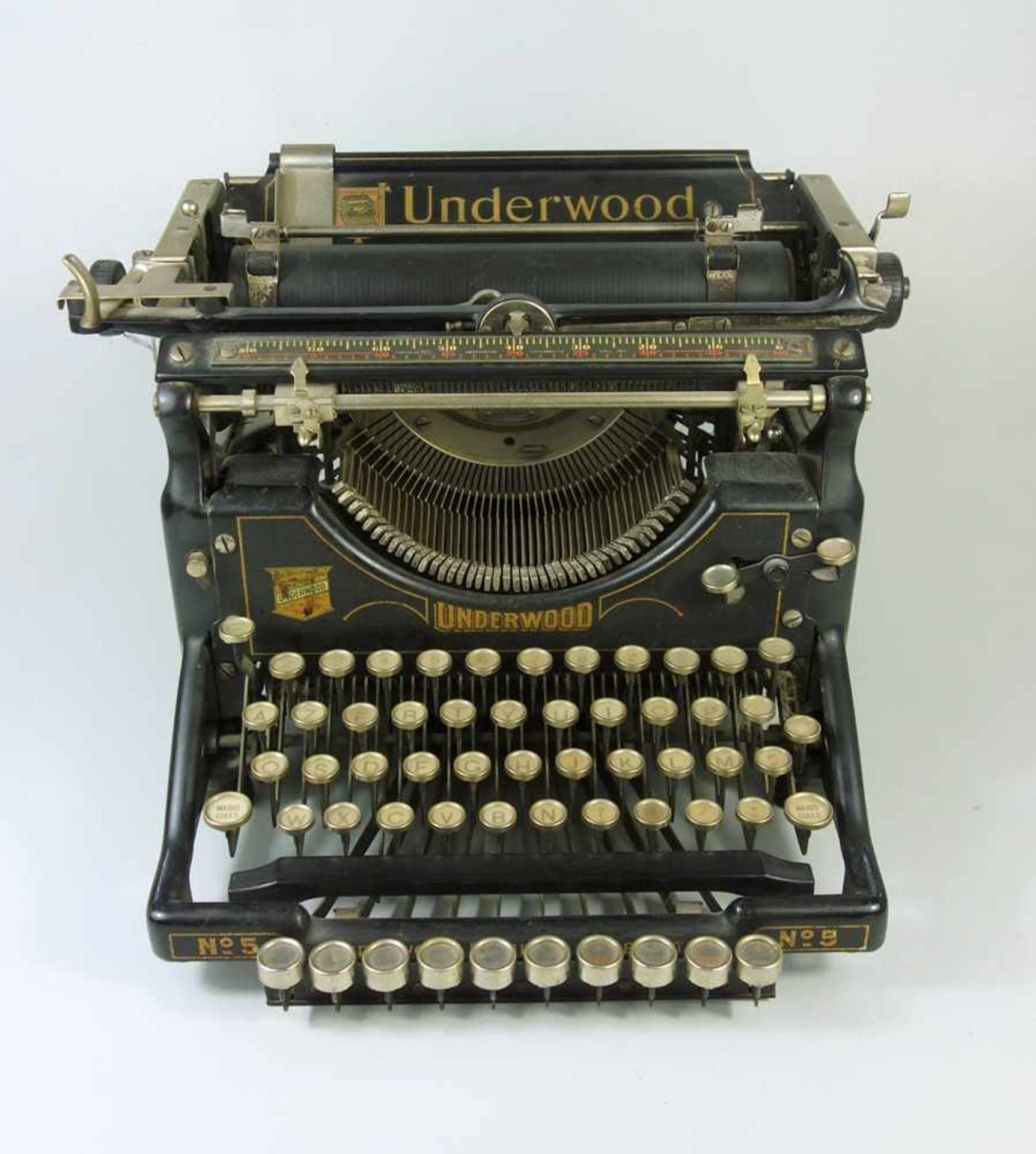 Underwood No. 5 Schreibmaschine, U.S.A., um 1900, HBT ca.23*33*30cm, Fkt.n.gepr.; Die "Underwood",