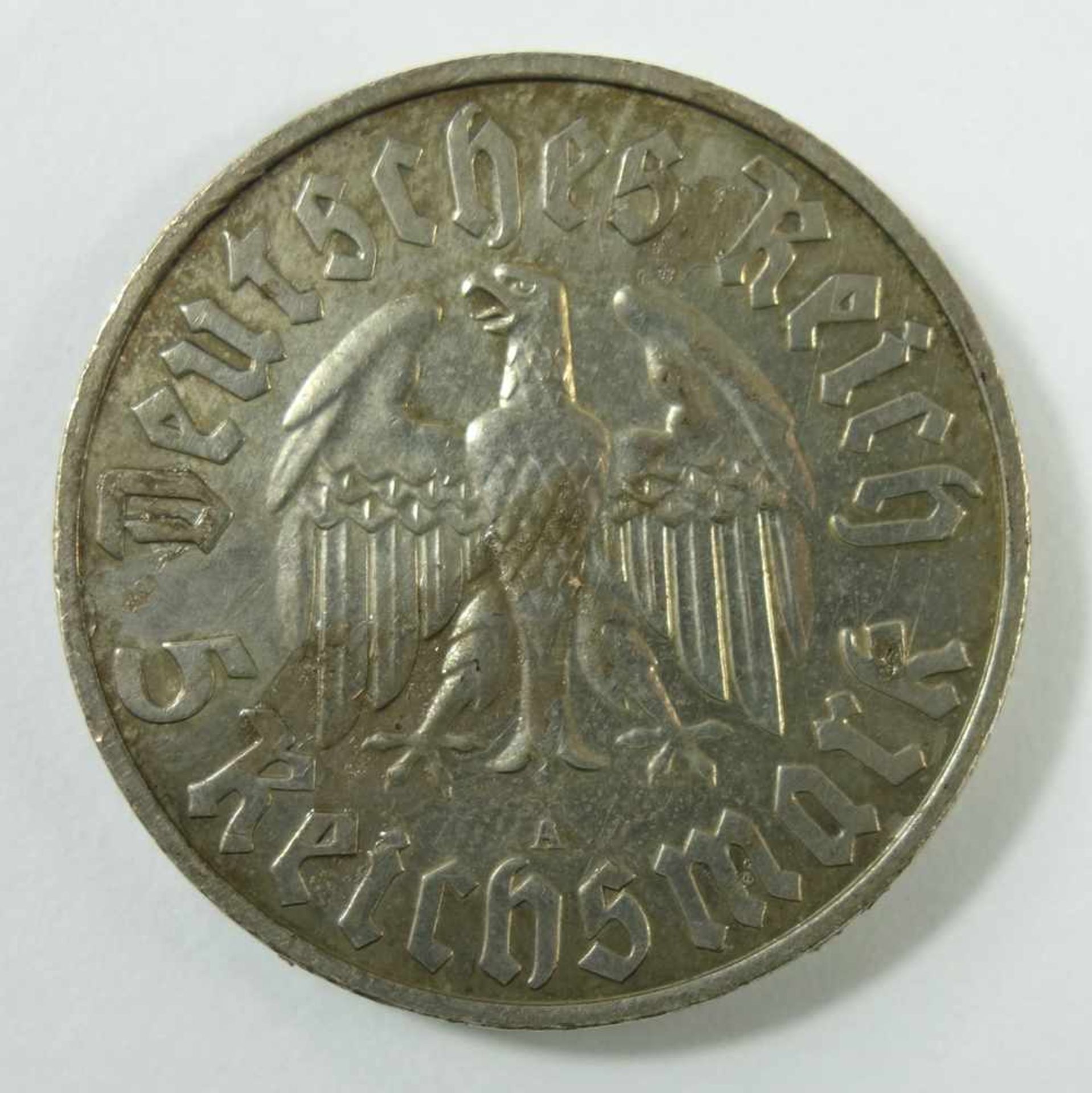 5 Reichsmark 1933, A, "Martin Luther 1483-1933", Drittes Reich, 900er Silber, Gew. 13,9g, ss- - Image 2 of 2