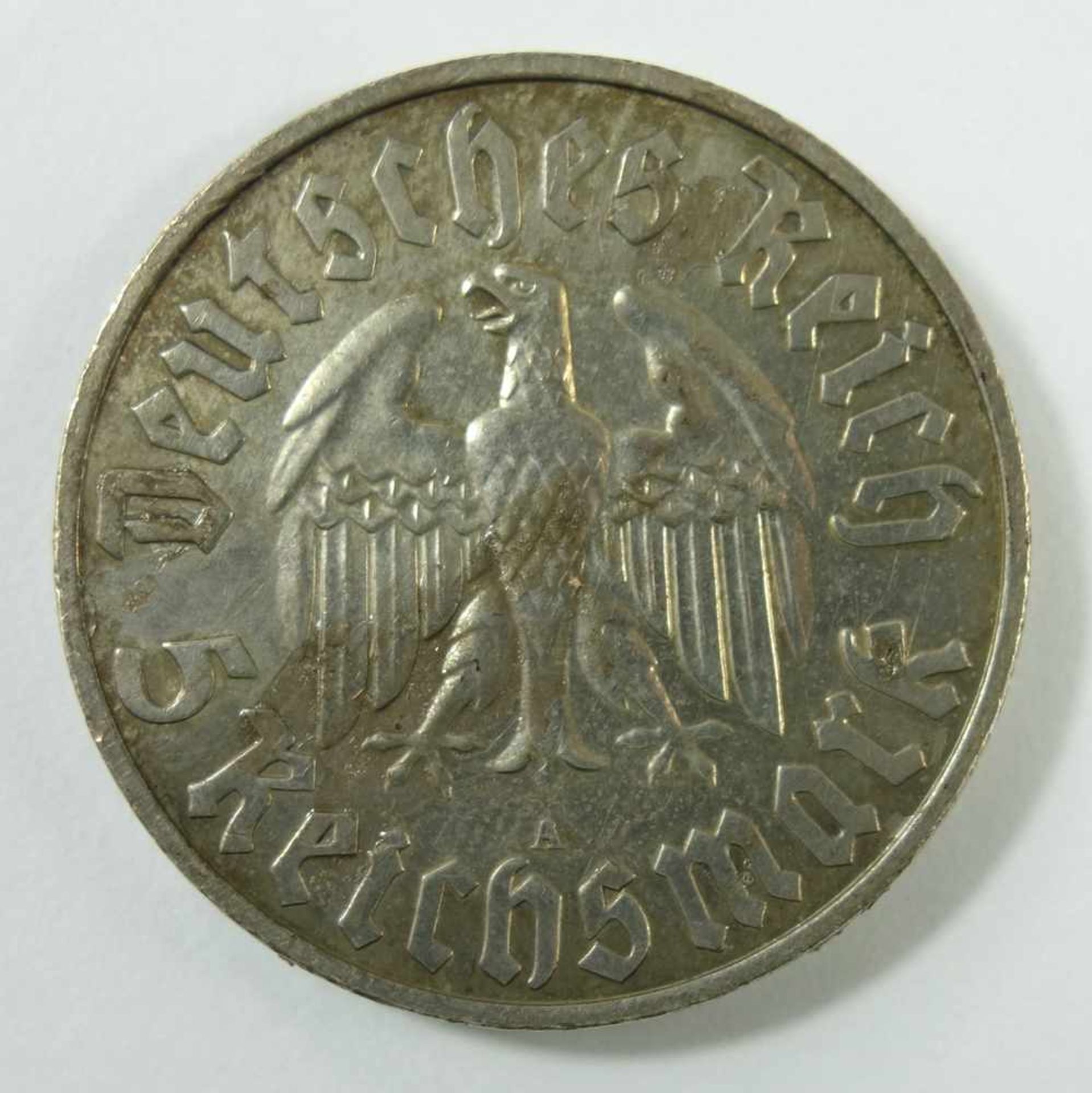 5 Reichsmark 1933, A, "Martin Luther 1483-1933", Drittes Reich, 900er Silber, Gew. 13,9g, ss- - Bild 2 aus 2