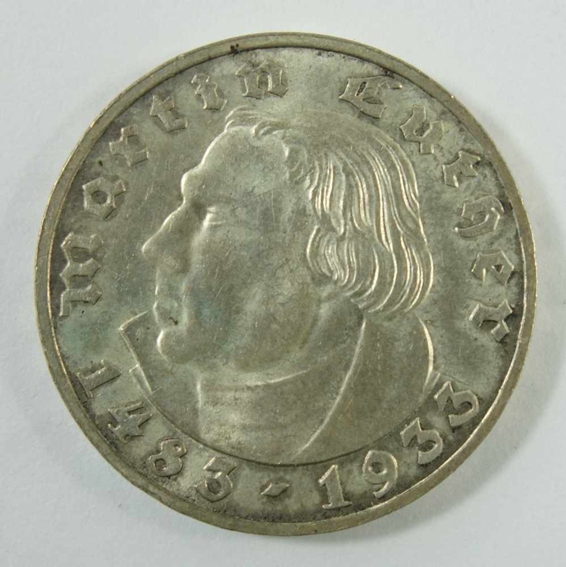 2 Reichsmark 1933, A, "Martin Luther 1483-1933", Drittes Reich, 625er Silber, Gew.7,92g, ss-vz- - -