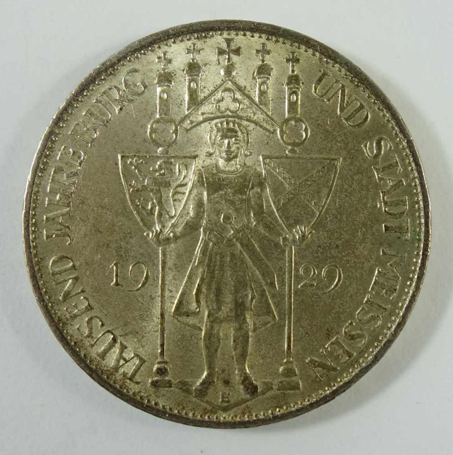 3 Mark 1929, E, "Tausend Jahre Burg und Stadt Meissen", Weimarer Republik, 500er Silber, Gew. 15,