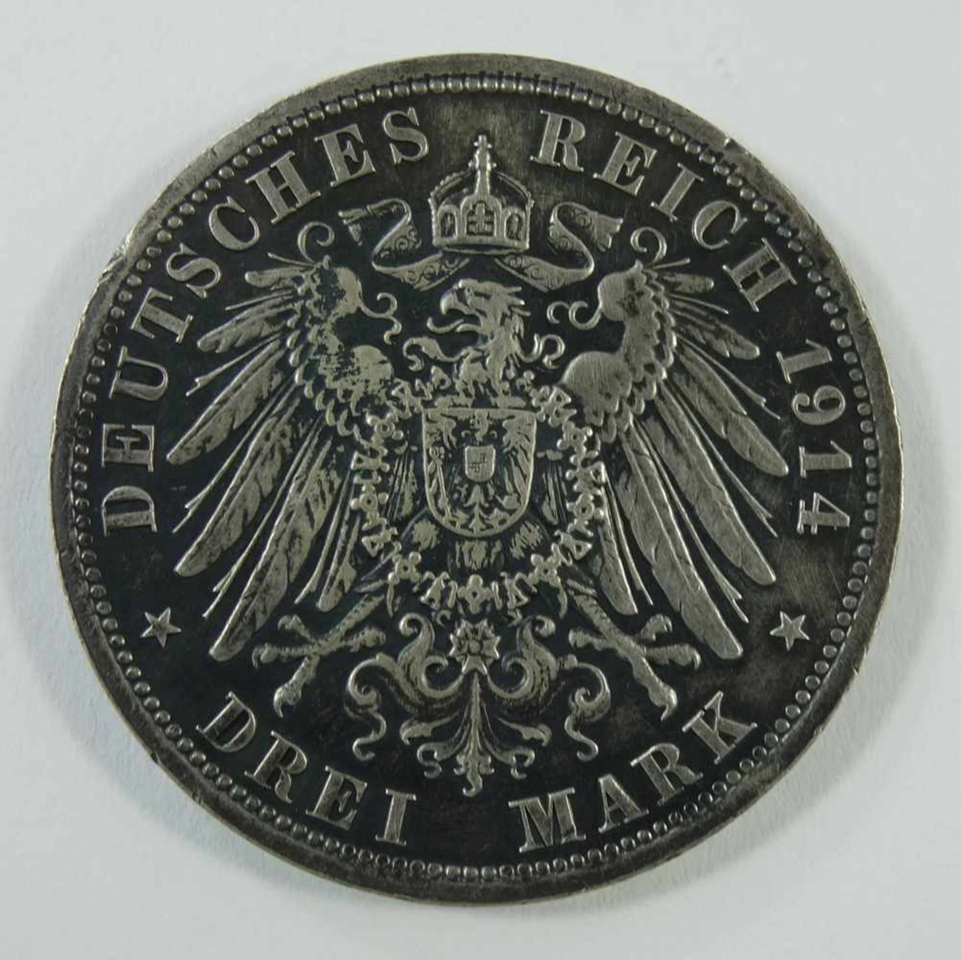 3 Mark 1914, Silberhochzeit des Herzogs, Friedrich II., Dt.Kaiserreich, 900er Ag, Gew.ca.16,64g, ss- - Image 2 of 2