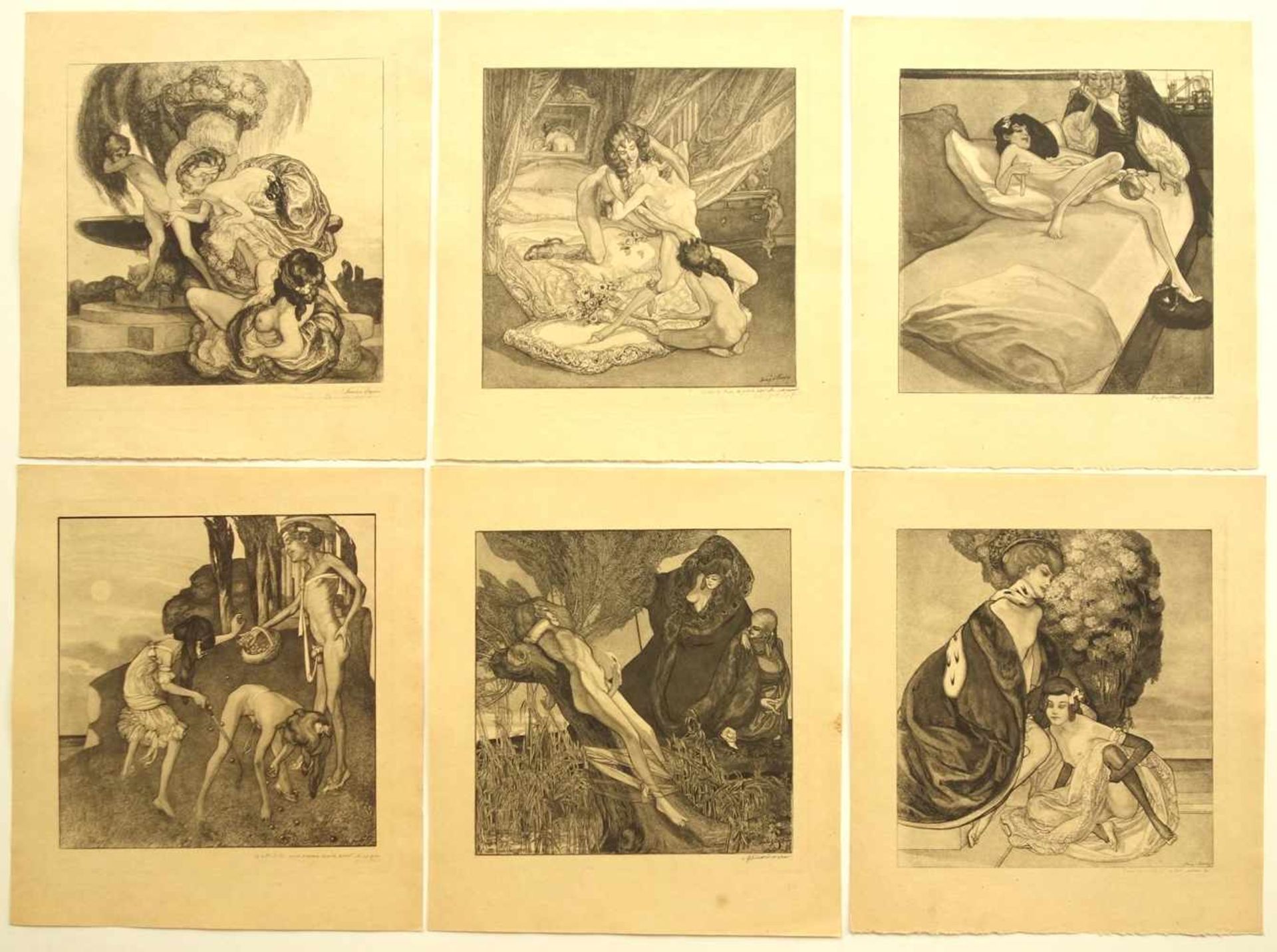 Franz von Bayros (1866-1924), Mappe "Bilder aus dem Boudoir der Madame C.C.", um 1912, enthält 25 - Bild 4 aus 7