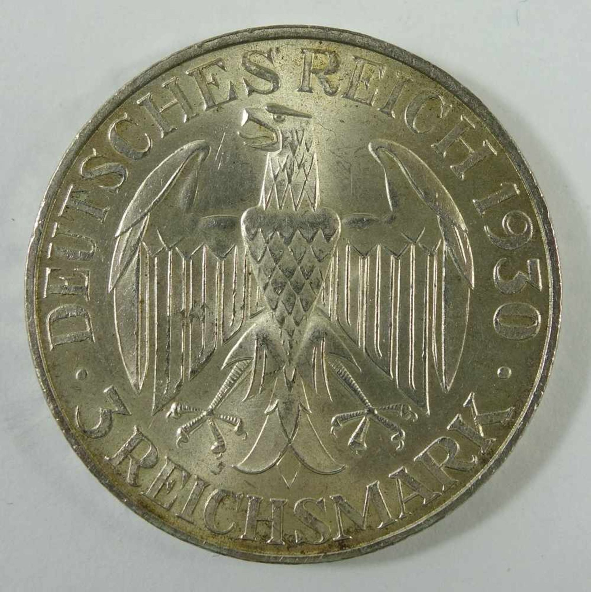 3 Mark 1930, A, "Graf Zeppelin, Weltflug 1929", Weimarer Republik, 500er Silber, Gew.15,08g, ss- - Image 2 of 2