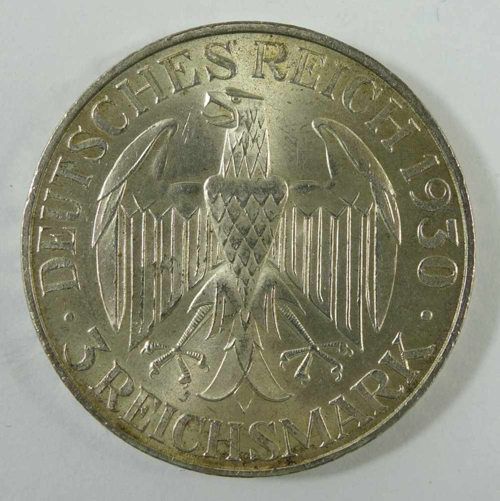 3 Mark 1930, A, "Graf Zeppelin, Weltflug 1929", Weimarer Republik, 500er Silber, Gew.15,08g, ss- - Bild 2 aus 2