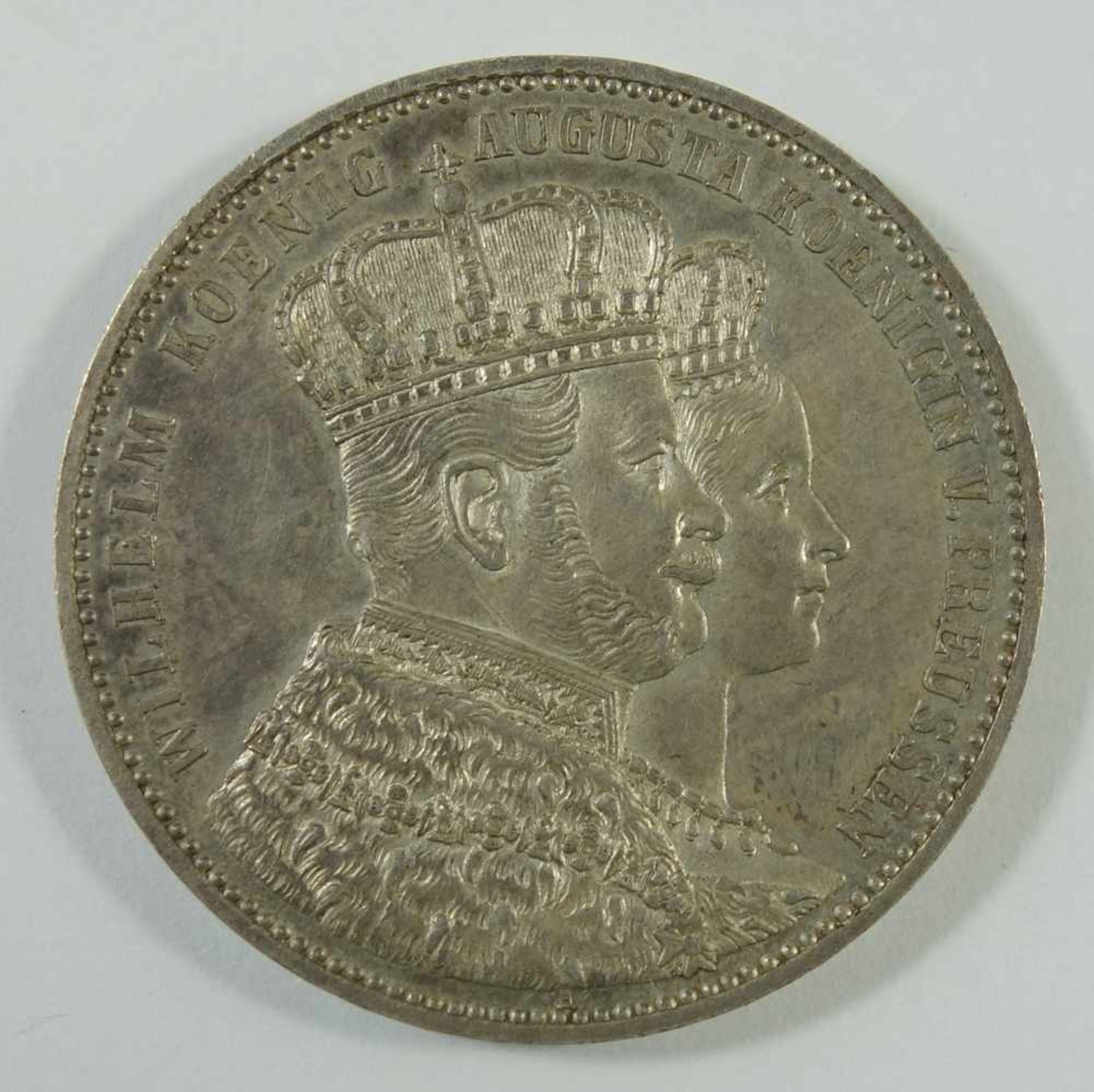 Krönungsthaler 1861, Preußen, Kaiserreich, "Wilhelm und Augusta v. Preussen", Gew.18,5g, ss-vz- - -